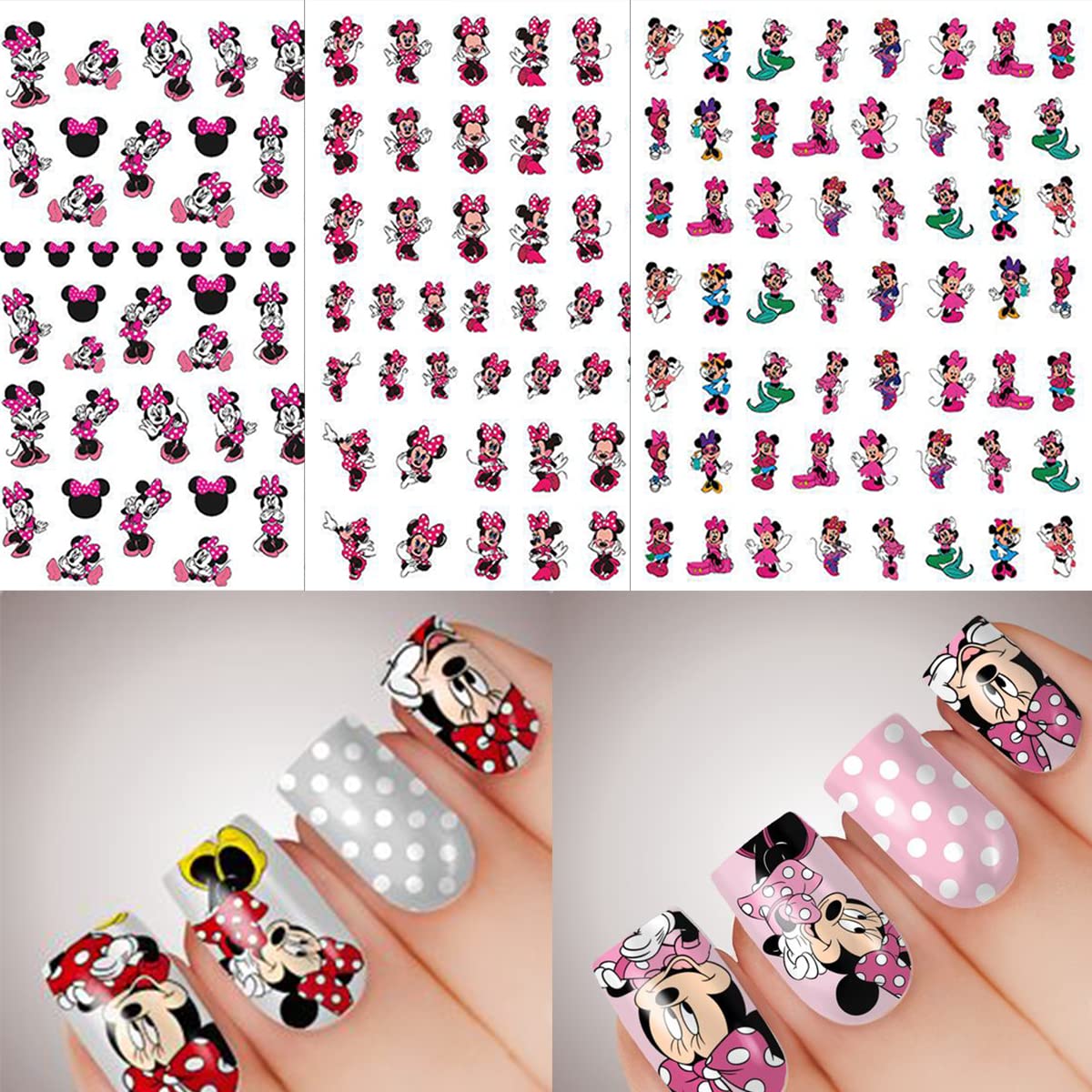 8 Sheets Cute Cartoon 3D Nail Art Stickers - Self-Adhesive Kawaii Nail Decals for DIY Manicure & Acrylic Nails | Nail Art Supplies for Women & Girls | Perfect for Parties, Weddings, and Everyday Nail Decorations