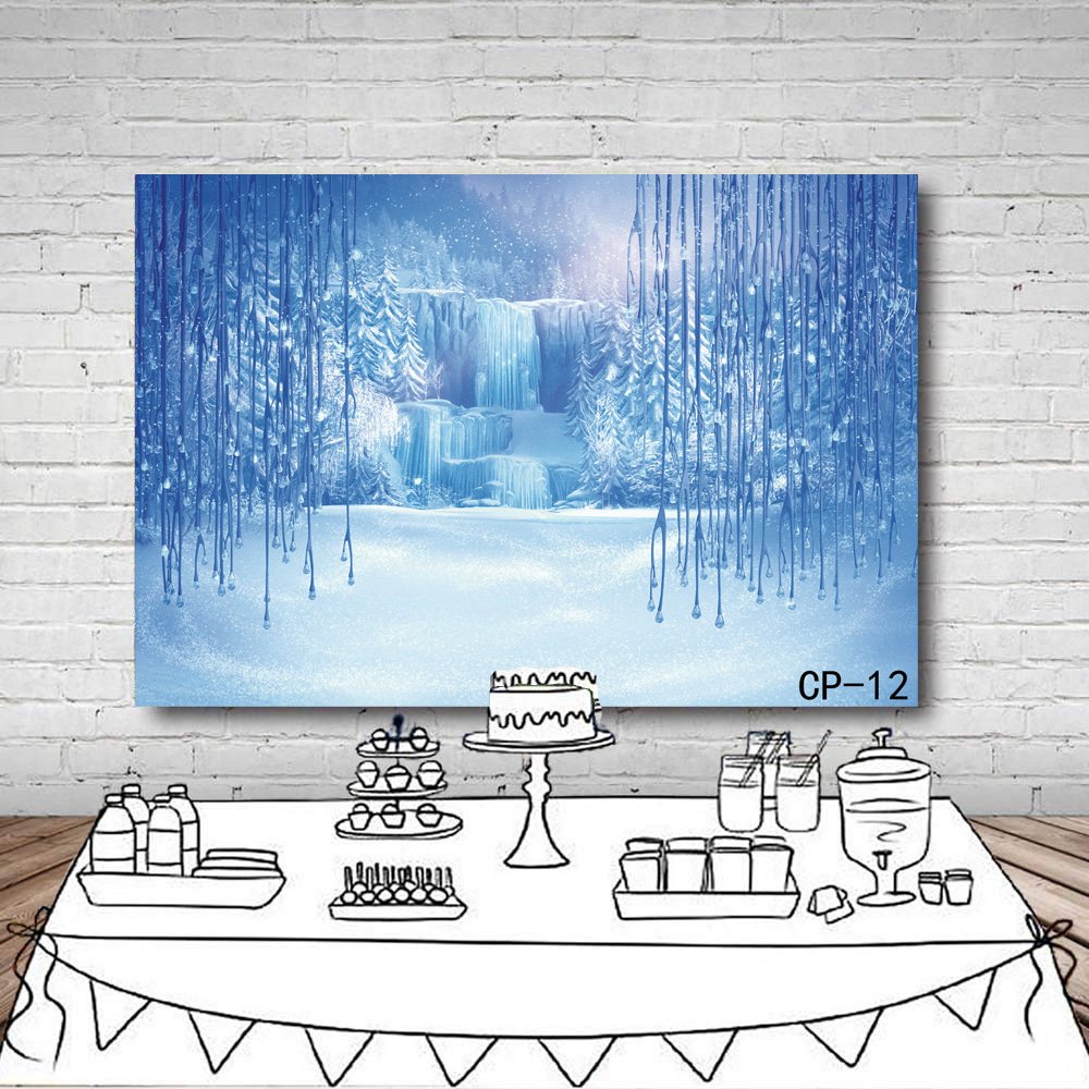 LYWYGG 7x5ft Winter Photography Backdrop - Snowy Ice Crystal Christmas Background for Kids Photo Studio Props | Perfect for Holiday Portraits, Newborn Shoots & Seasonal Decorations
