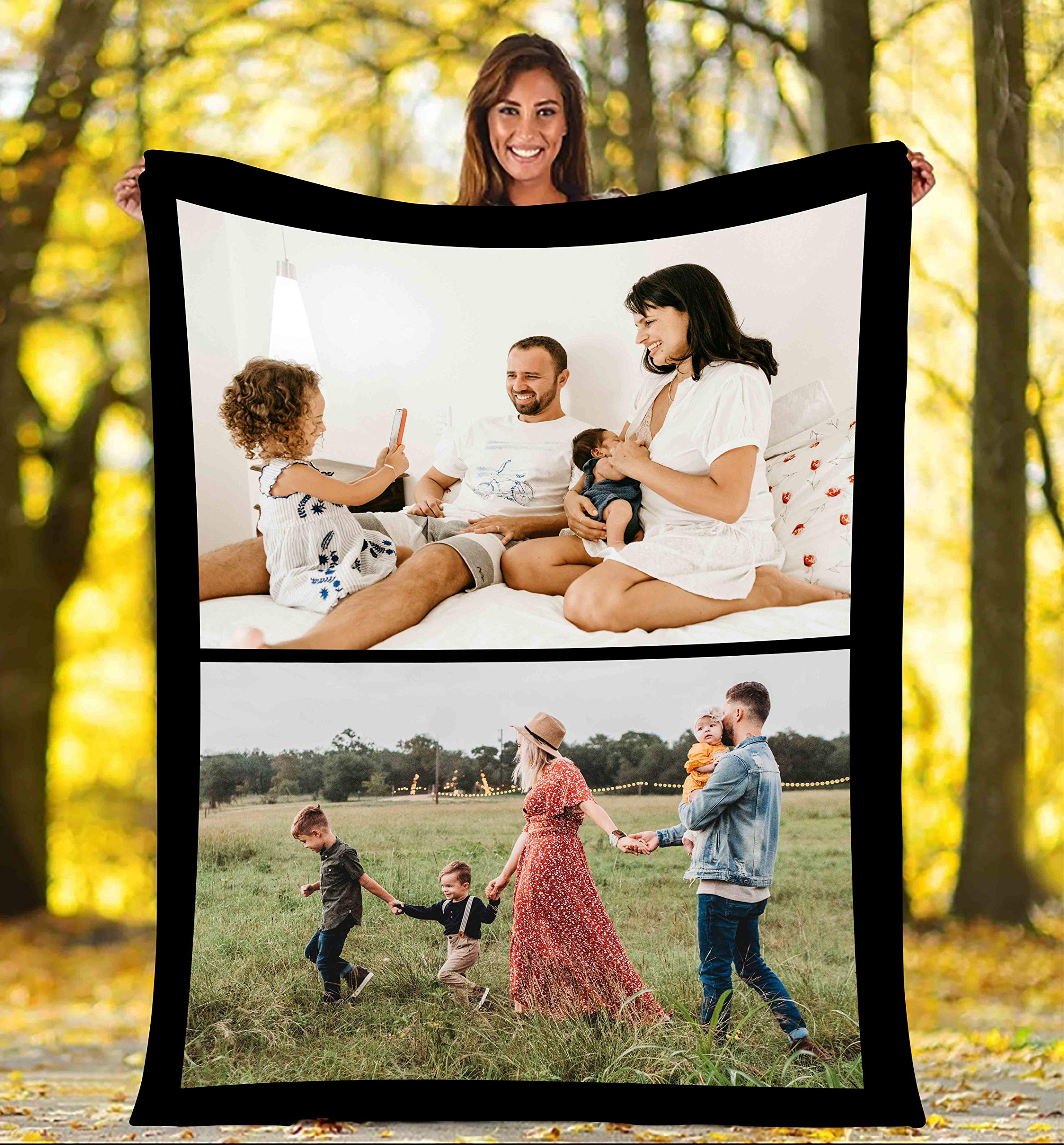 Custom Photo Blanket with Family Pictures - Personalized Fleece Blanket for Couples, Parents & Kids - Soft Throw Blanket for Home Decor, Gifts & Cozy Nights - Add Your Favorite Photo for Unique Home & Bedroom Decor