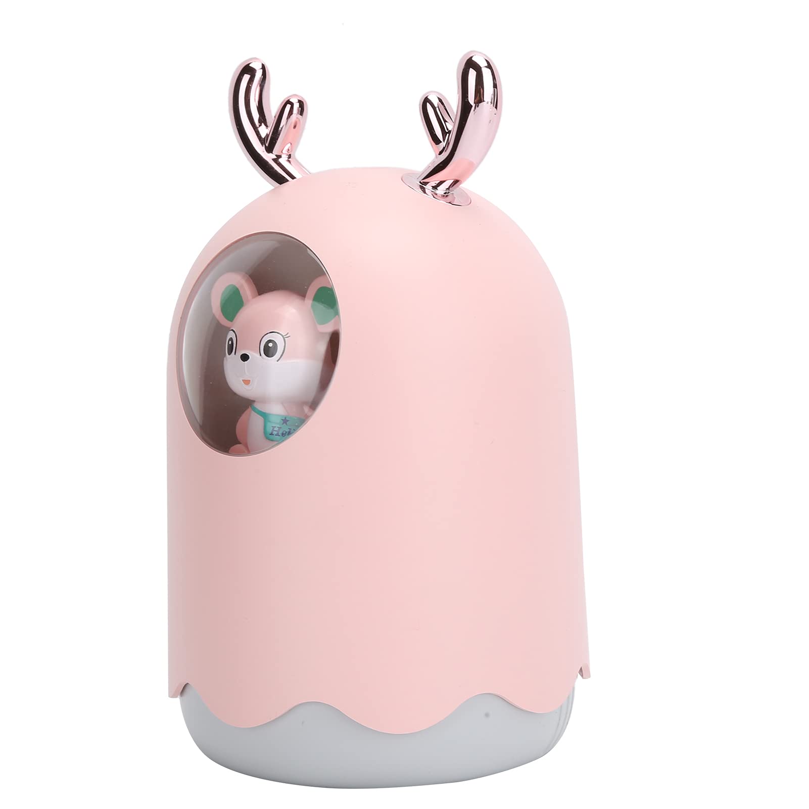 Portable Cool Mist Humidifier with Essential Oil Diffuser - USB Nano Humidifier for Home, Office, Nursery | Quiet Ultrasonic Vaporizer for Dry Air Relief, Better Sleep & Aromatherapy (Pink Deer Design)
