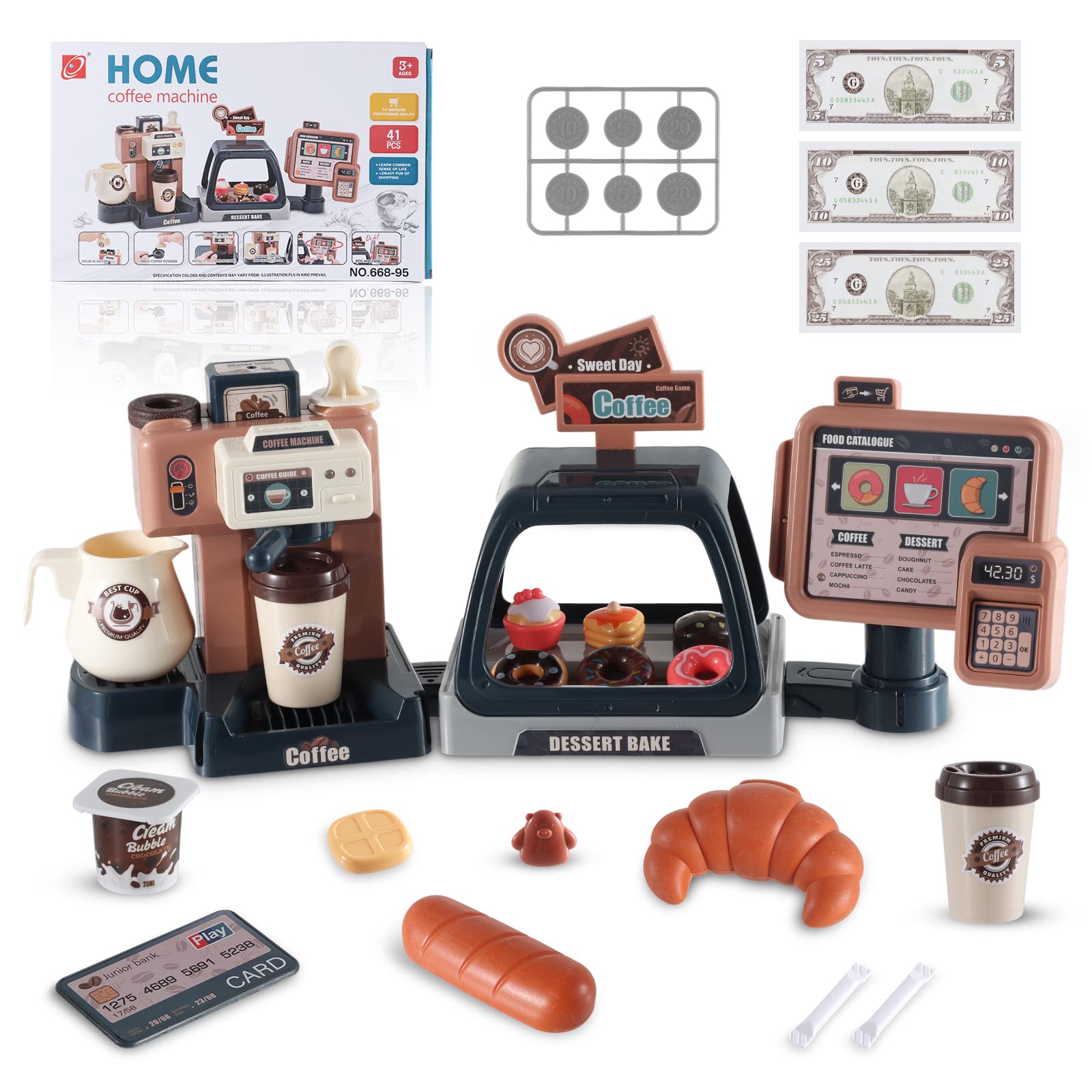 **Kids Pretend Play Coffee Maker Toy Set - Barista Playset for Boys & Girls - Fun Toy Coffee Shop with Realistic Sounds & Accessories - Perfect for Imaginative Play & Role-Playing Games**