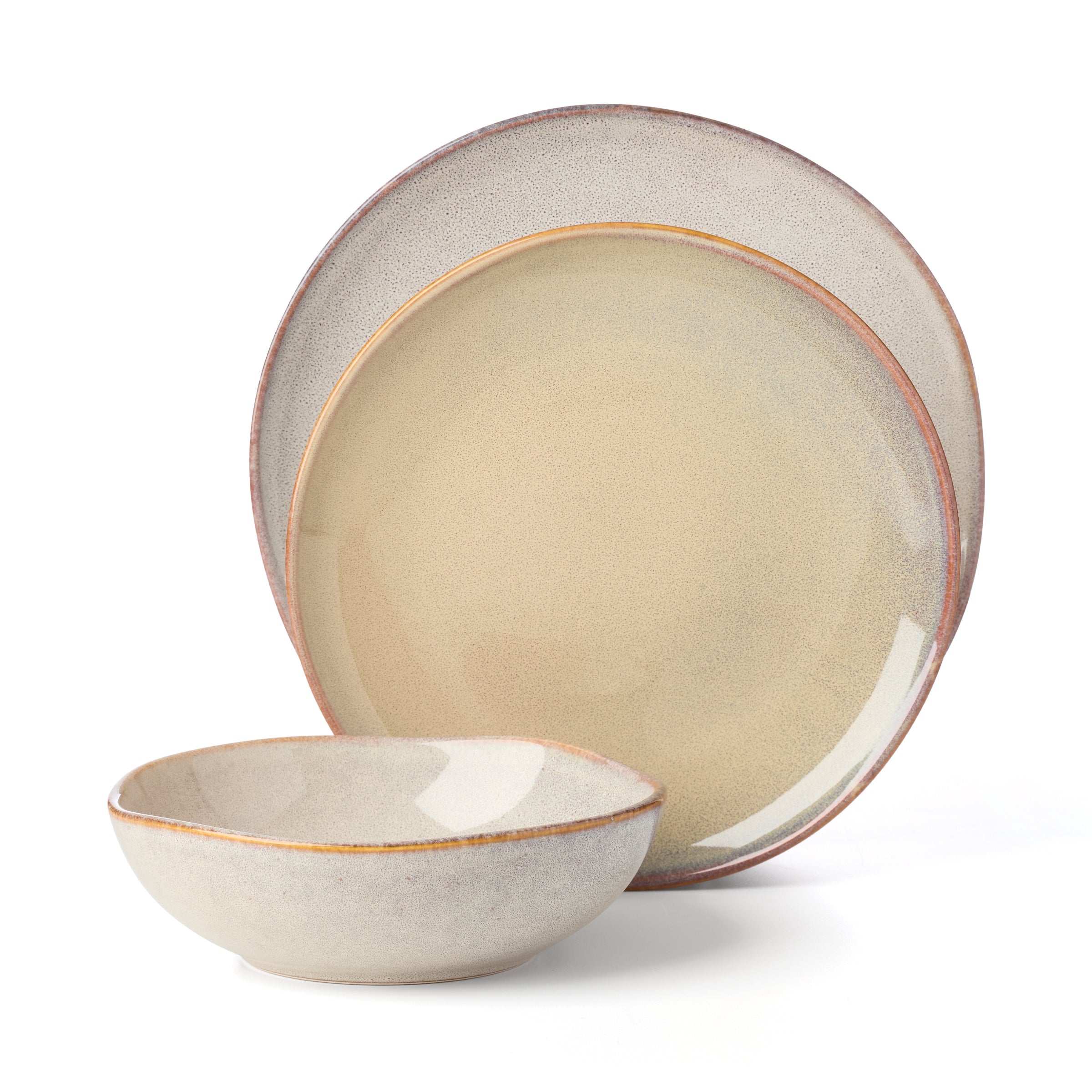 Organic Oatmeal 12-Piece Dinnerware Set - Stoneware Plates, Bowls & Mugs for Everyday Use, Family Dinners & Entertaining Guests