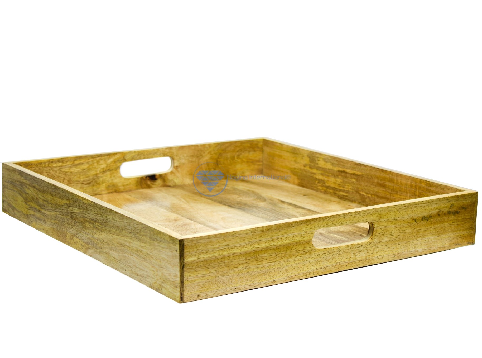 Square Wooden Kitchen Serving Tray - 30 Inch Decorative Serving Platter with Handles | Perfect for Breakfast in Bed, Tea Parties & Dining Room Decor | Nagina International