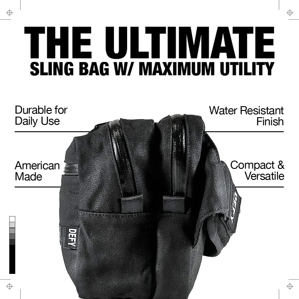DEFY Insidious Sling Bag - TexWax Canvas Crossbody Shoulder Bag for Men - 10.5L Water Repellent Utility Sling with 13