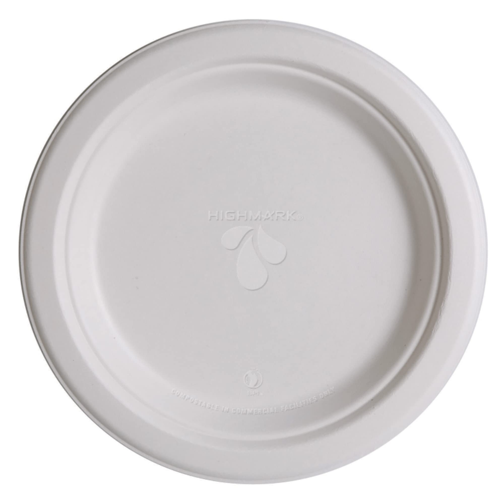 Highmark™ 9-Inch Compostable Plates - Eco-Friendly Disposable Dinner Plates, Pack of 500, White - Perfect for Parties, Picnics & Sustainable Events