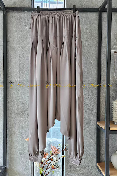 Comfortable Harem Pants for Women - Soft & Loose Fit Taupe Yoga Pants - Perfect for Meditation, Lounge Wear and Boho Fashion