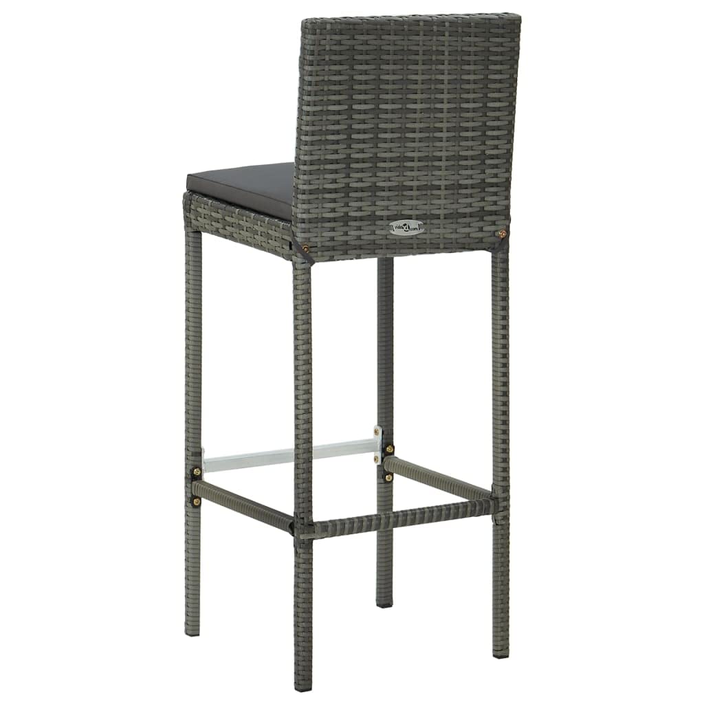 CHARMMA 3-Piece Patio Bar Set with Weather-Resistant Poly Rattan & Cushions - Modern Gray Outdoor Furniture (23.8KG) - Perfect for Backyard, Garden, Balcony or Poolside Relaxation