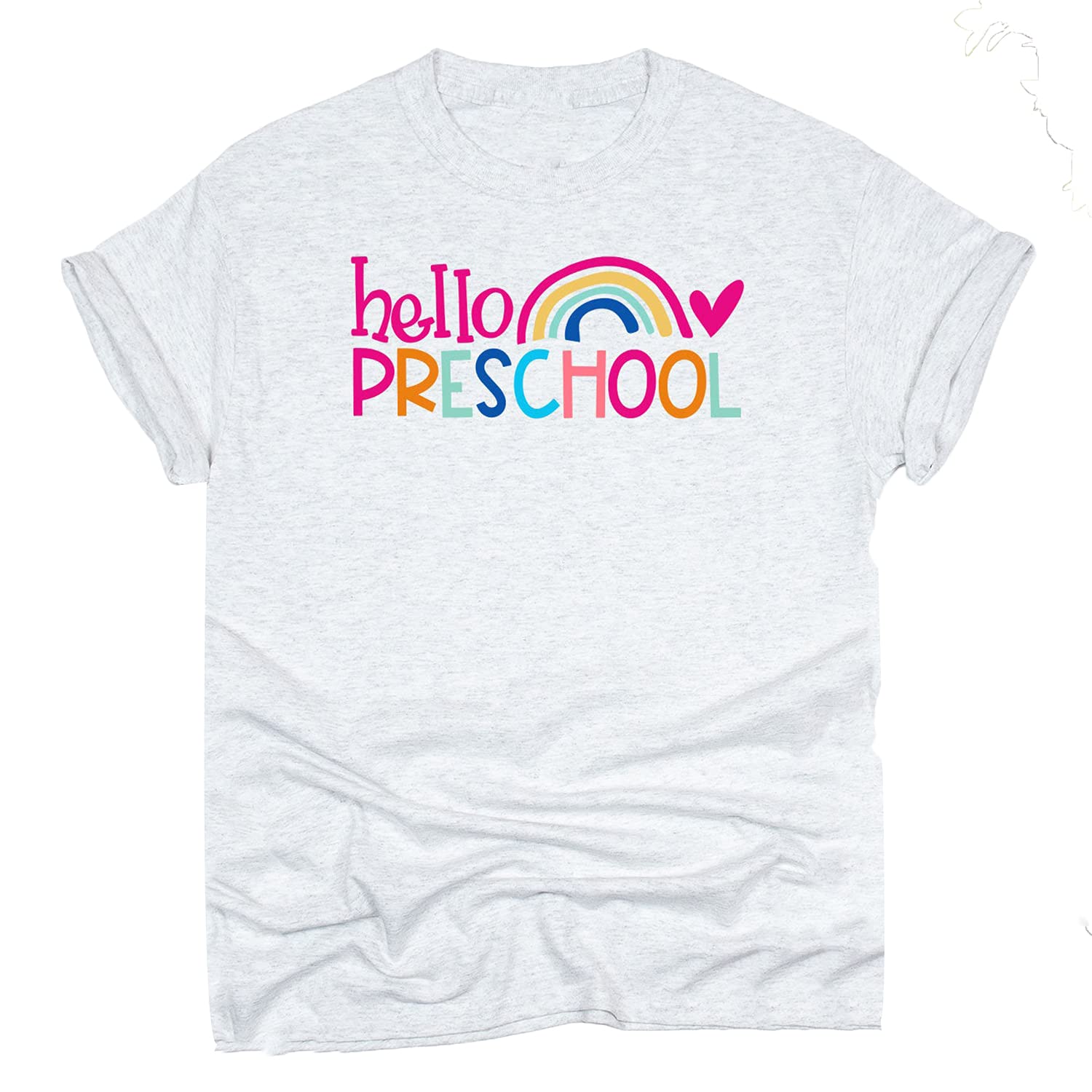 Rainbow Preschool Teacher Shirts - Hello Preschool & First Day of School T-Shirts, Tank Tops, V-Necks, Long Sleeves & Hoodies - Perfect Teacher Team Uniforms & Back to School Gifts for Educators - Great for Classroom Activities, School Events & Teacher Appreciation Days