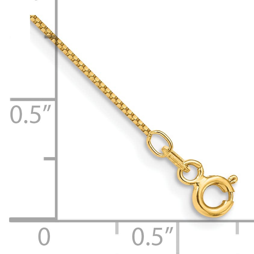 14K Yellow Gold 0.7mm Box Chain Necklace with Spring Ring Lock - 10 Inch | Dainty Anklet, Layering Jewelry & Everyday Elegance for Women