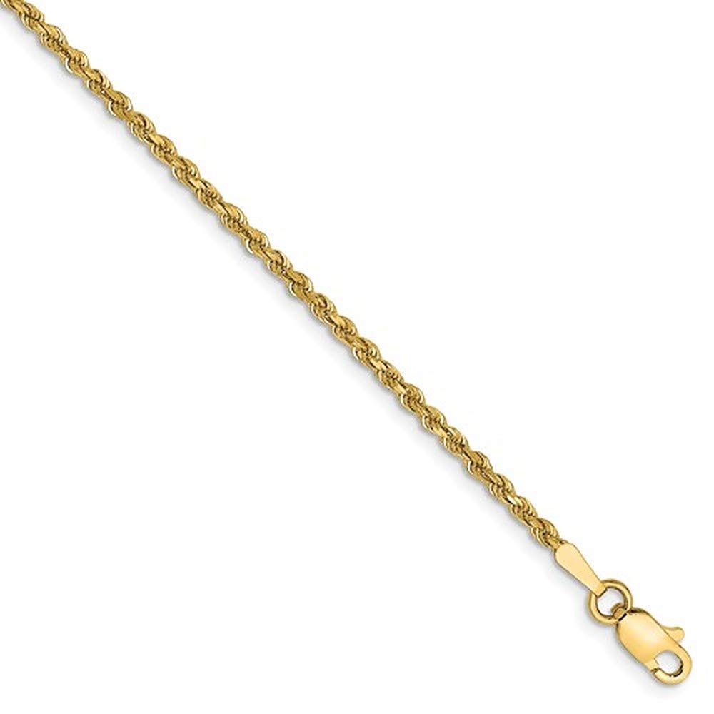 1.75mm 14K Yellow Gold Diamond-Cut Rope Chain Bracelet for Women - Elegant Jewelry Gift for Birthday, Anniversary & Special Occasions