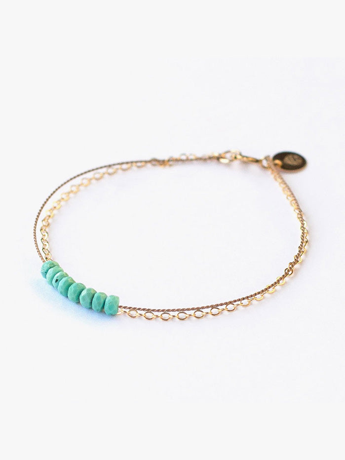 Wanderlust Gold & Silk Turquoise Beaded Bracelet for Women - Boho Chic Handmade Jewelry for Travel, Festival & Everyday Wear