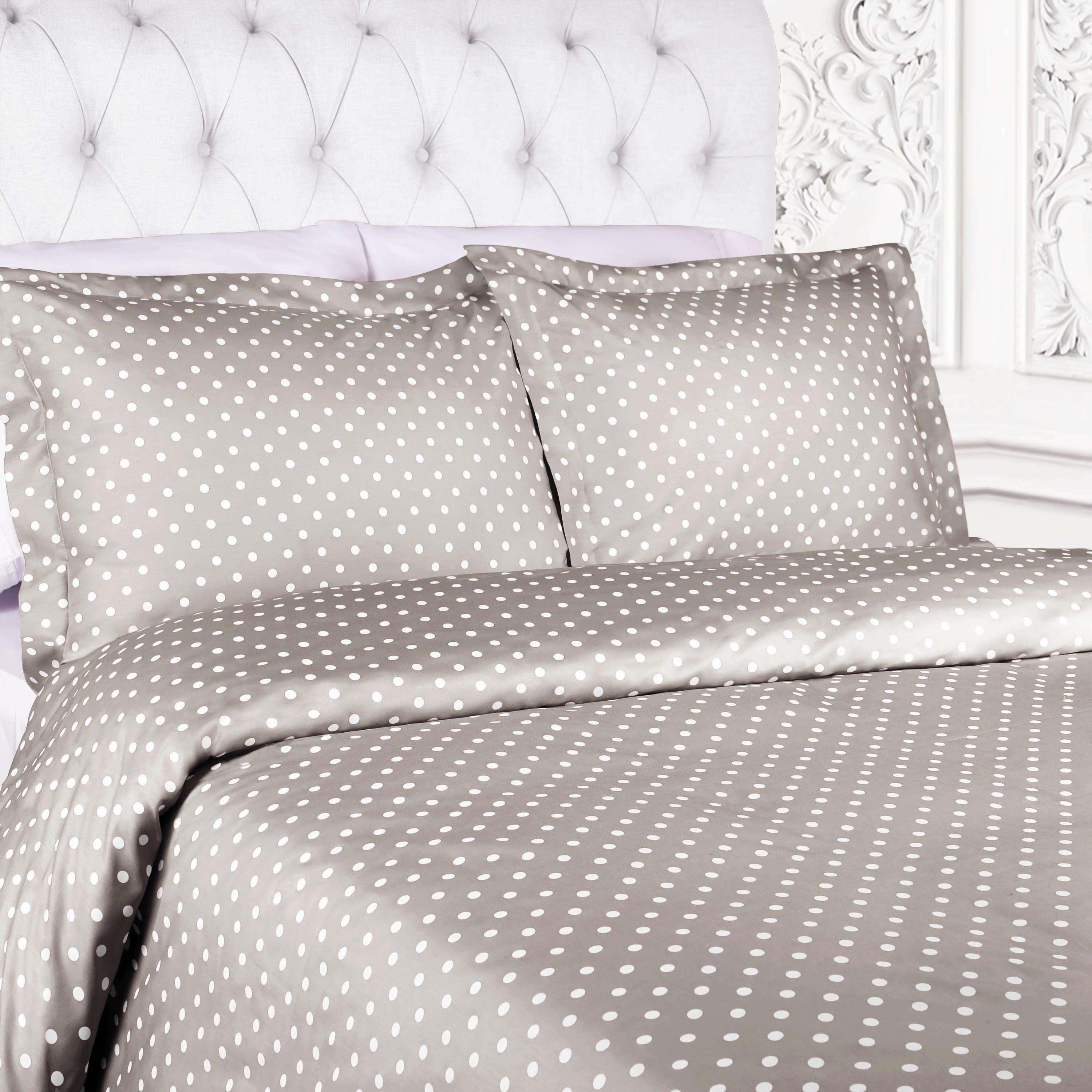 600 Thread Count Cotton Blend Polka Dot Duvet Cover Set - Soft & Breathable Bedding for Cozy Sleep - Perfect for Master Bedroom, Guest Room & Dorm Decor