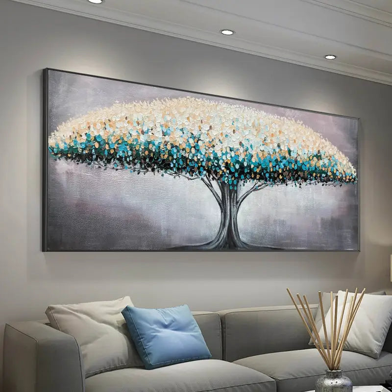 Flower and Tree Painting #FT022 - Handmade Canvas Wall Art for Home Decor, Living Room, Bedroom & Office