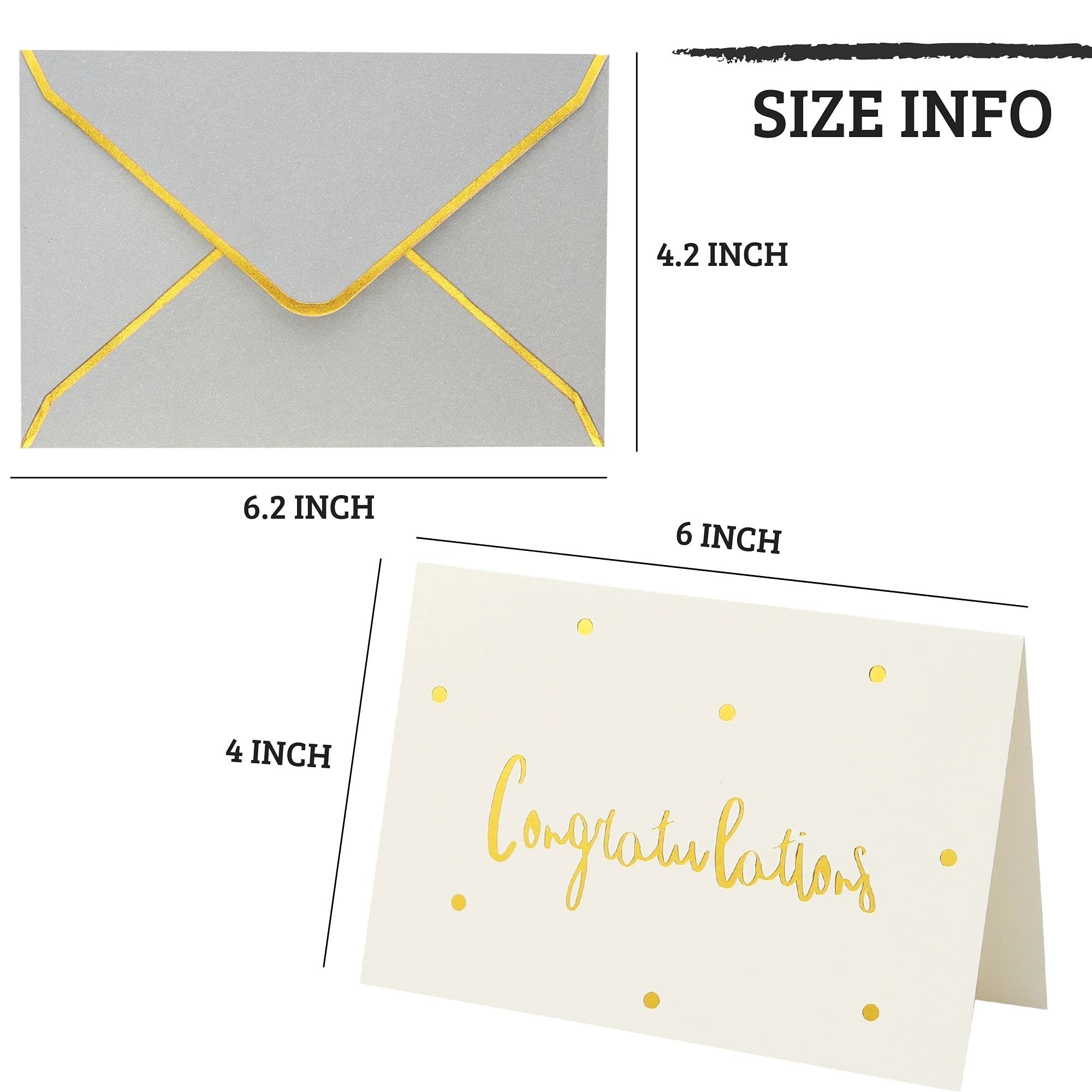 Premium Gold & White Congratulations Greeting Cards with Envelopes - 36 Pack All-Occasion 4x6 Inch Cards for Bridal Showers, Graduations, Baby Showers, Christmas & Thank You Notes | Perfect for Weddings, Anniversaries & Special Celebrations