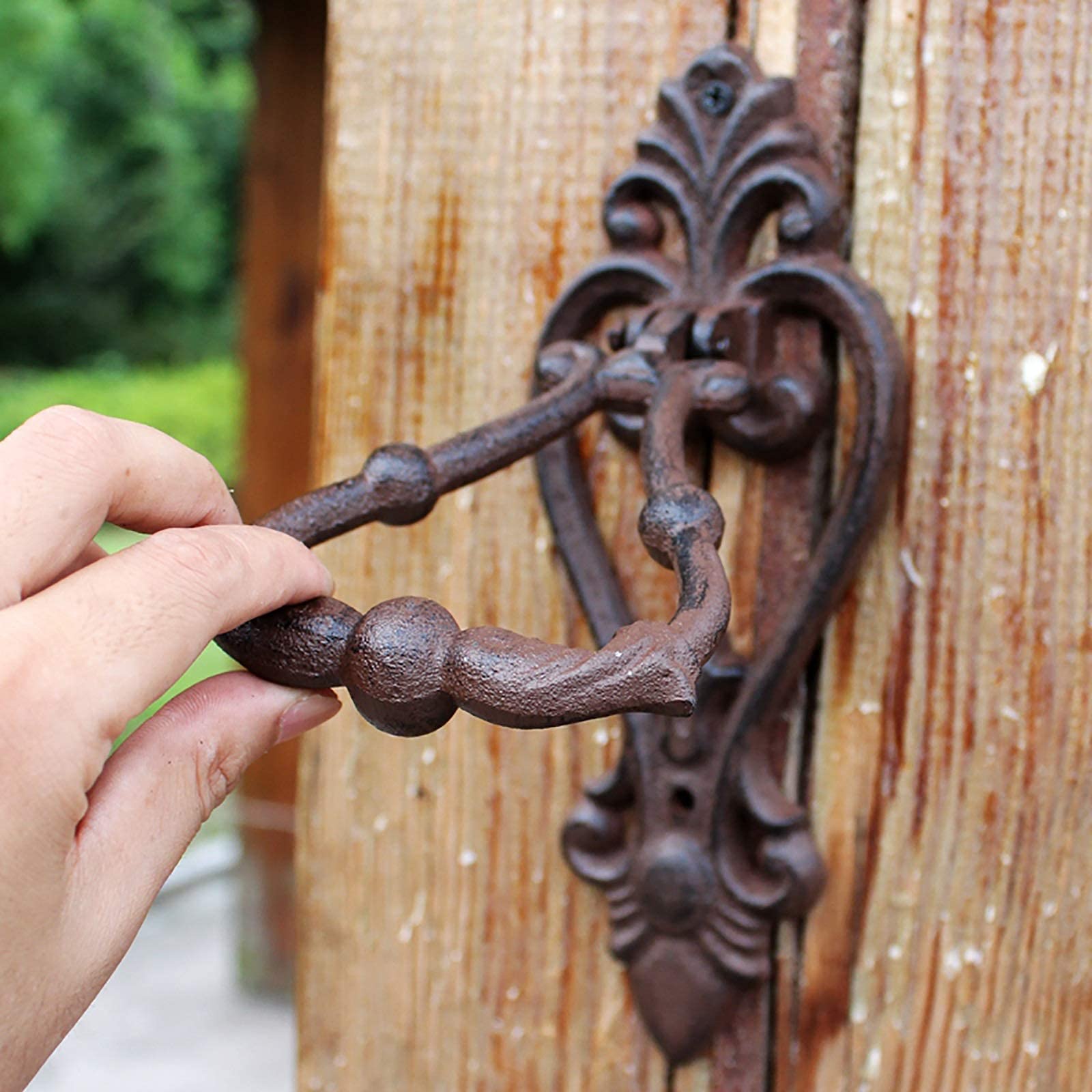 Vintage Heart Door Knocker - Small Cast Iron Finish Farmhouse Front Door Handle - 9.9×3.3×24.5cm - Perfect for Cottage, Victorian & Rustic Home Entryways