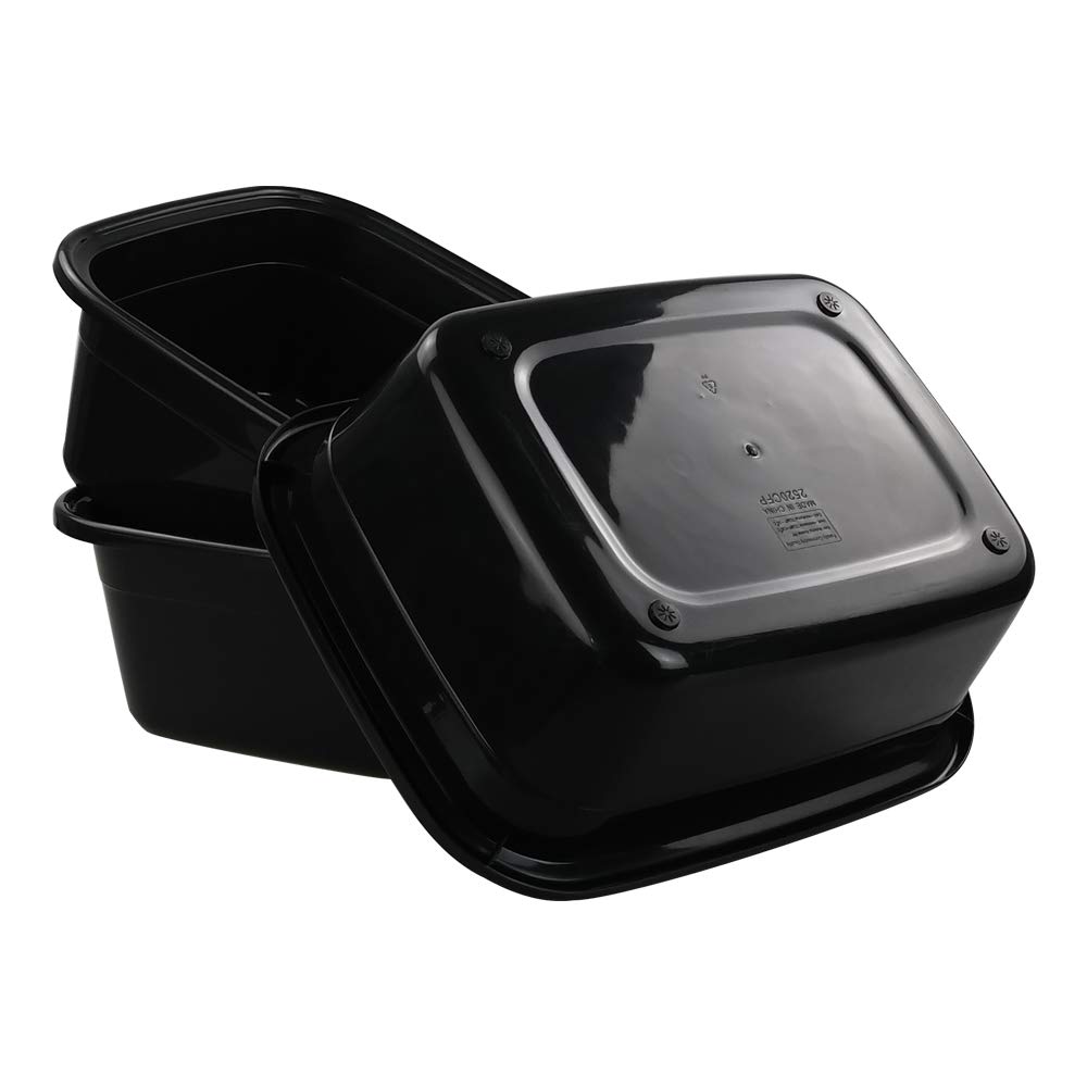 16 Quart Black Dish Tubs - 3 Pack Plastic Wash Basins for Kitchen, Laundry & Household Cleaning | Durable Multipurpose Utility Bin for Washing Dishes, Soaking Clothes & Organizing Items