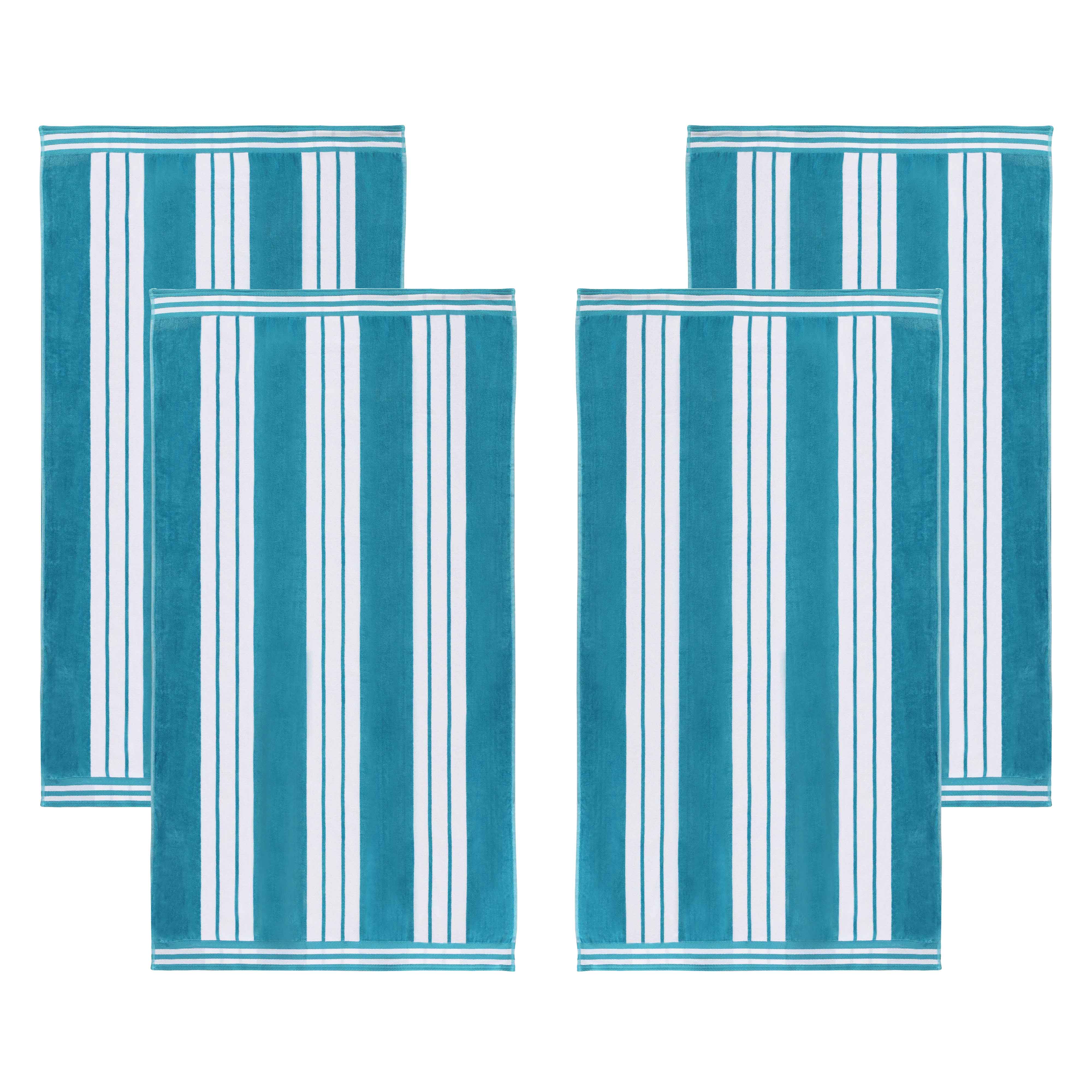 Premium Oversized Cabana Striped Cotton Beach Towel Set - 2, 4, or 6 Pack - Soft Quick-Dry Bath Towels for Pool, Beach, Vacation & Spa Days
