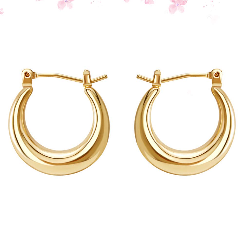 KESYOO 2 Pack Minimalist Gold U-Shaped Hoop Earrings for Women - Dainty European Style Fine Jewelry - Perfect for Everyday Wear, Office & Date Night