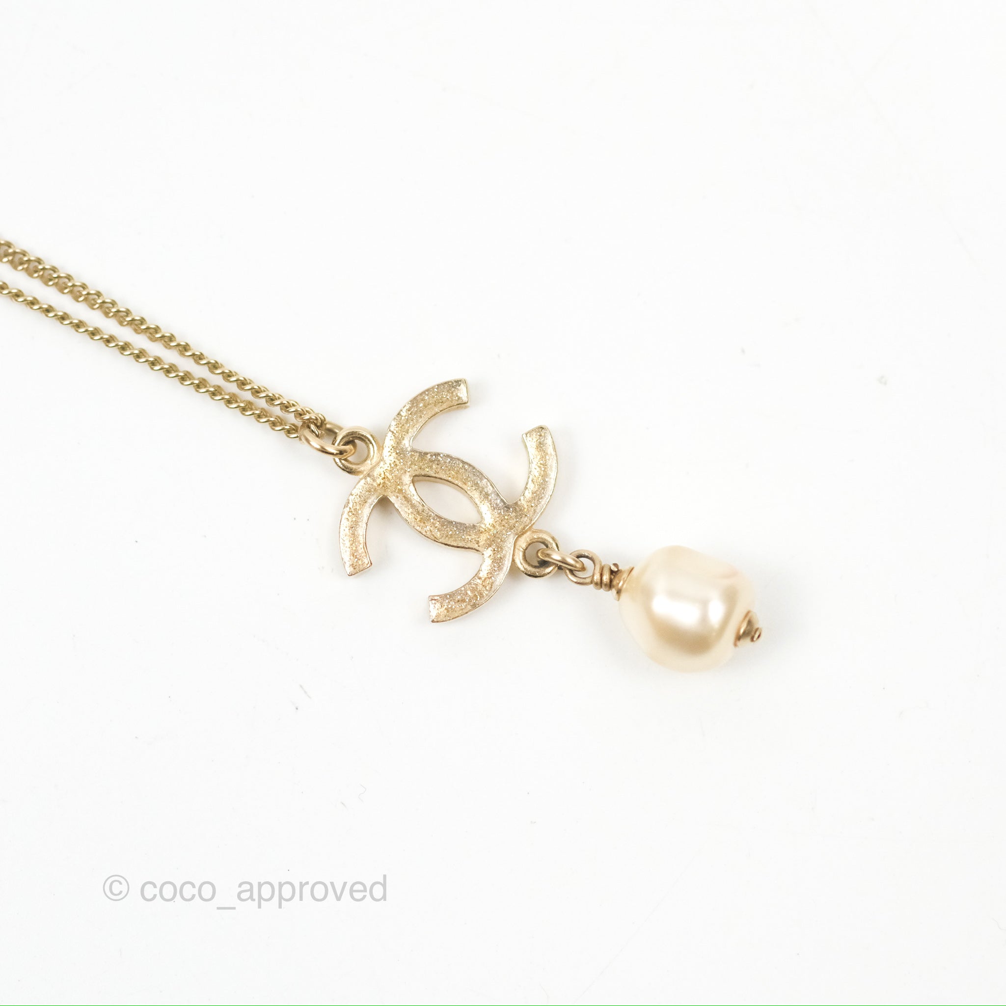 Chanel CC Crystal Pearl Drop Pendant Necklace - Gold Tone Fashion Jewelry for Women | Perfect for Parties, Weddings & Special Occasions