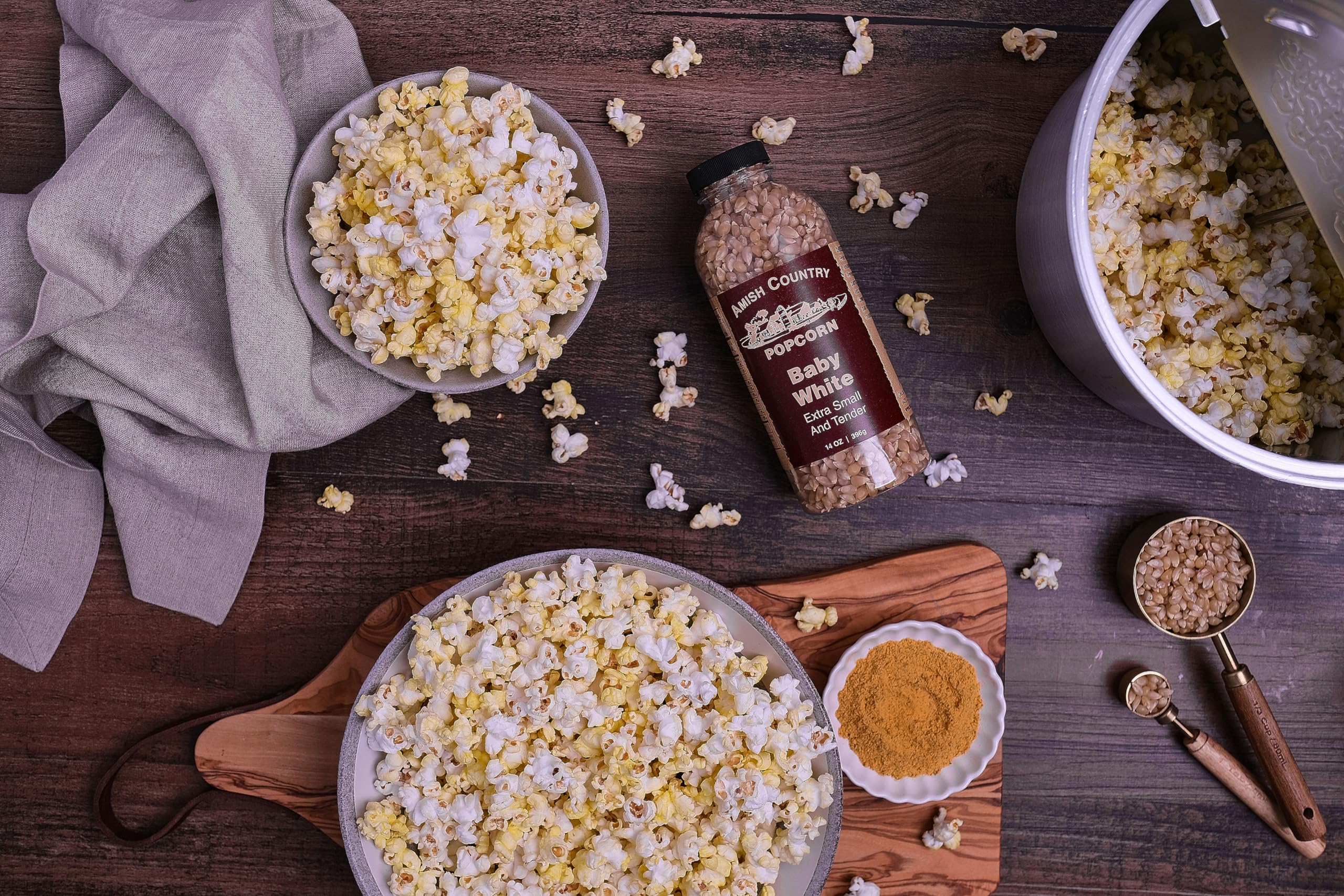 Amish Country Baby White Popcorn Kernels - 2 Pack (14 oz Bottles) | Old Fashioned, Non-GMO, Gluten Free Popcorn | Perfect for Movie Nights, Snacking & Healthy Family Treats