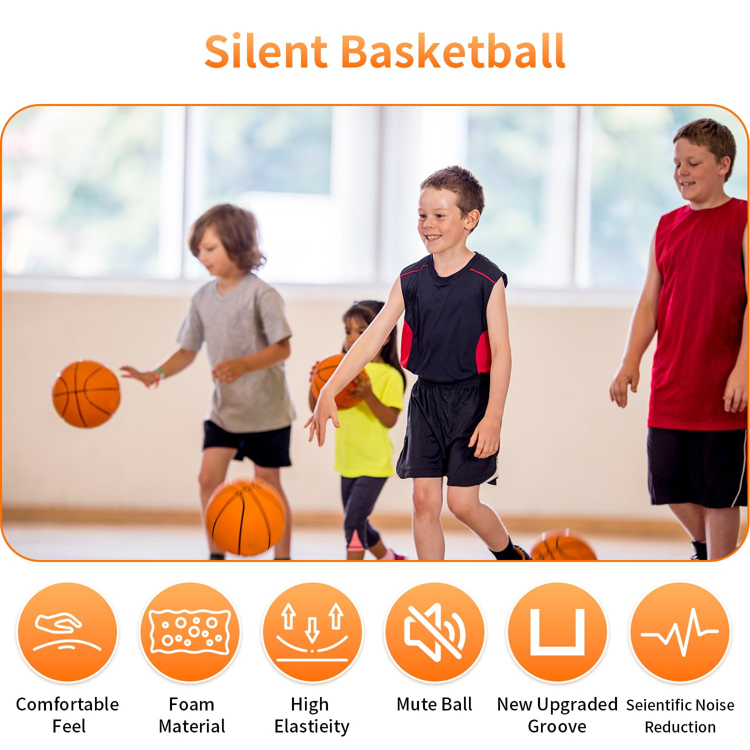 2025 Upgraded Silent Basketball - Noiseless Indoor Dribble Training Ball for Kids & Adults (Size 7-9.4 Inch) | Perfect for Apartment Practice, Late-Night Drills & Noise-Sensitive Areas
