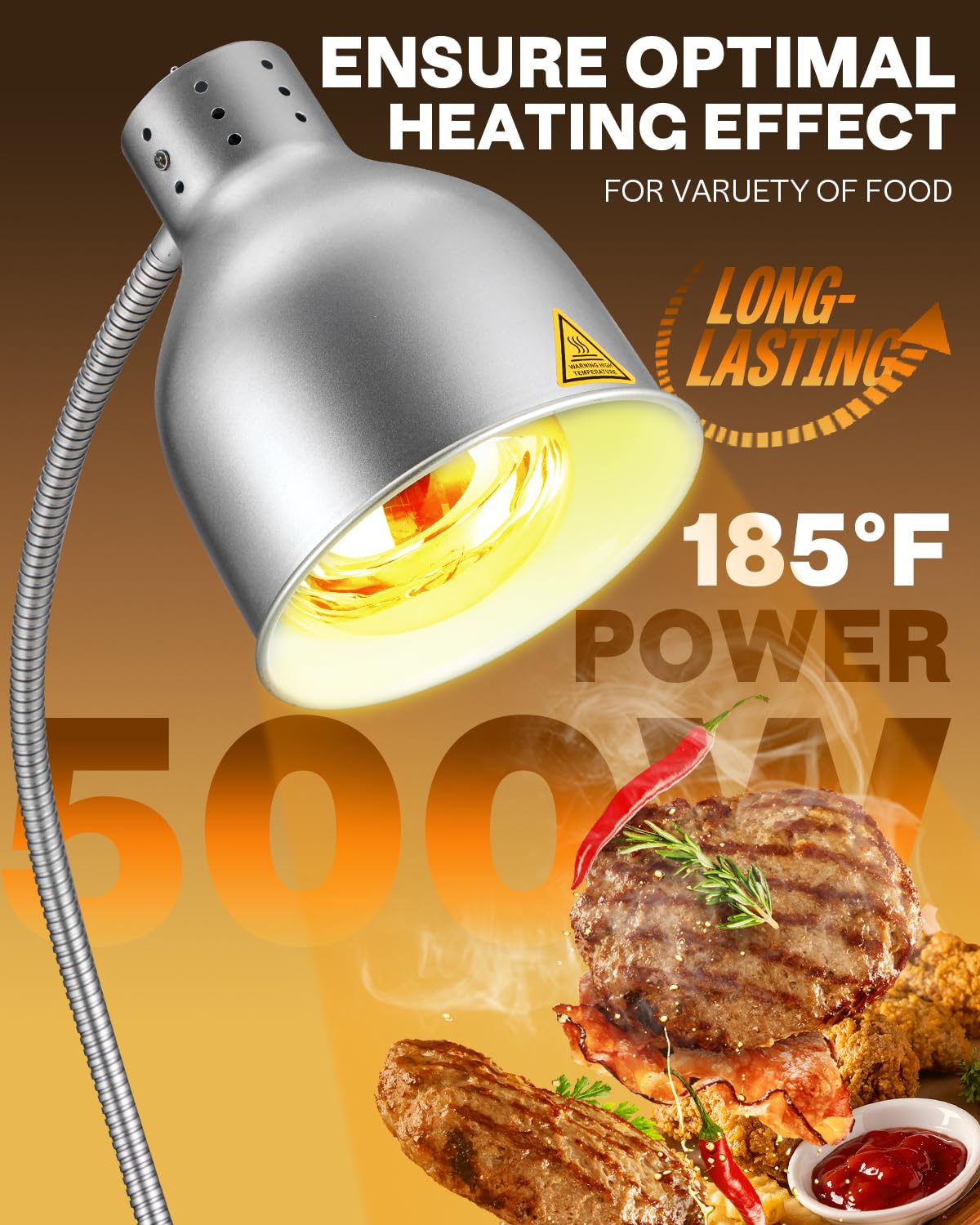 Commercial Food Heat Lamp with Rapid-Heating Bulbs - 32