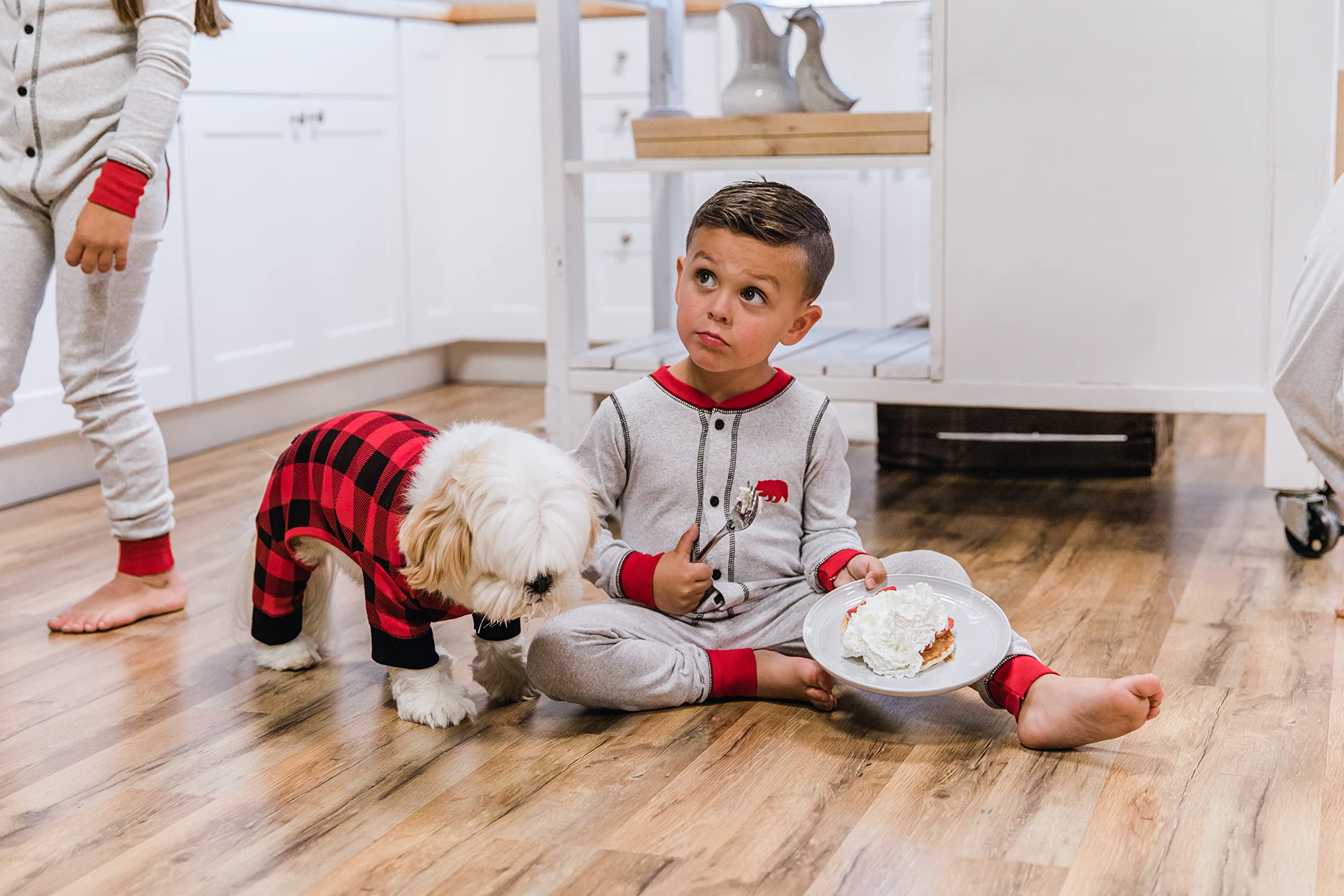 Lazy One Flapjacks Dog Sweater - Plaid One-Piece Pet Outfit for Small to Medium Dogs | Matching Family Pajamas Set | Cozy Winter Wear for Indoor & Outdoor Activities