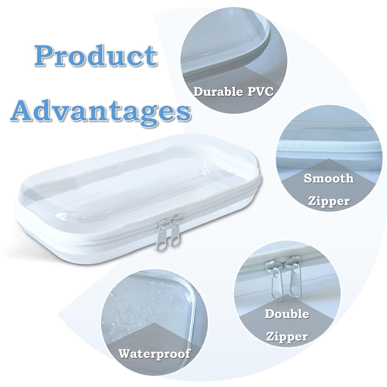 Clear Zipper Storage Case - 2 Pack Hard Plastic Travel Organizer for Snacks, Jewelry & Small Accessories | Portable Waterproof Pouch for Travel, Office & Home Organization