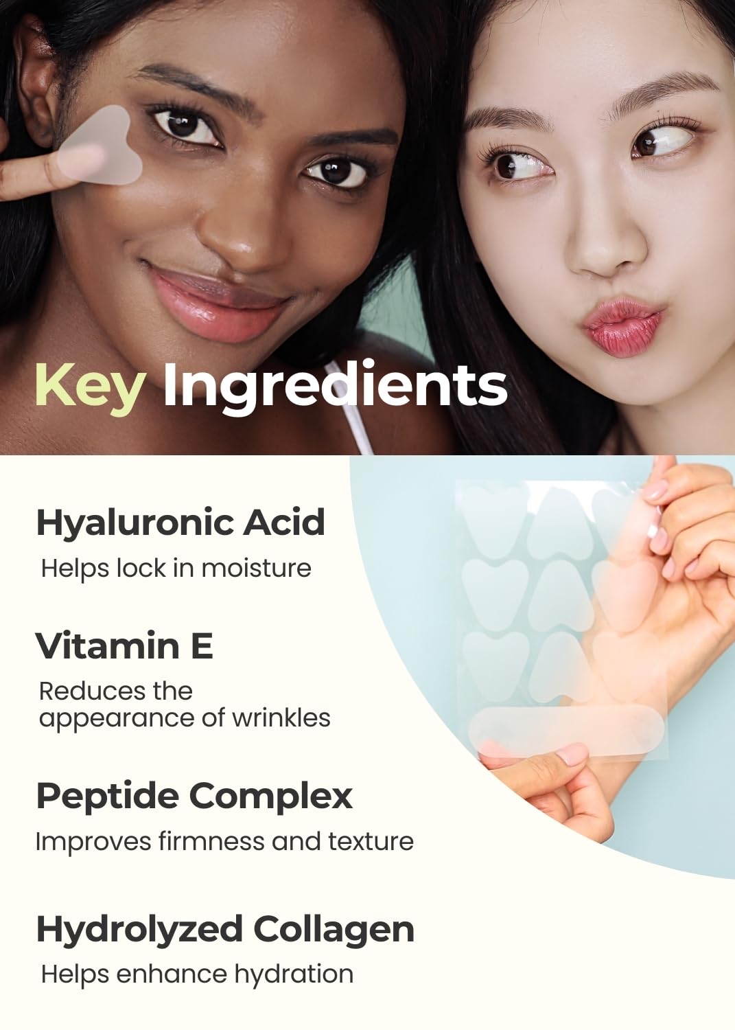 Premium Korean Overnight Wrinkle Patches for Face - Anti-Wrinkle Face Lift Tape with Collagen & Peptides | Reduce Frown Lines, Smile Lines, Forehead Wrinkles & Crow’s Feet | 50 Count | Perfect for Nighttime Skincare & Special Events