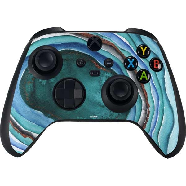 Skinit Xbox Series X Controller Skin - Turquoise Watercolor Geode Design | Protective Decal for Gaming Accessories | Perfect for Gamers & Collectors