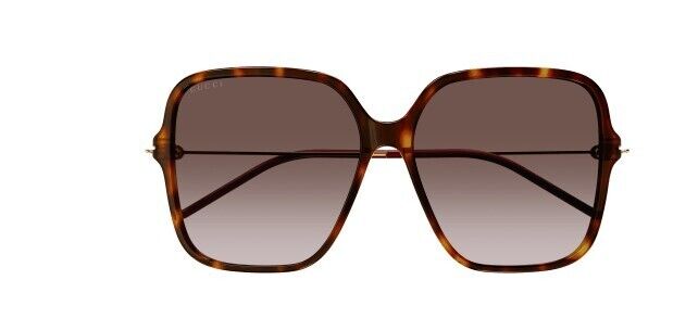 Gucci GG1267S 002 Havana Gold/Brown Gradient Oversized Square Women's Sunglasses - Luxury Designer Shades for Women, UV Protection, Fashion Statement for Beach, Driving & Outdoor Activities