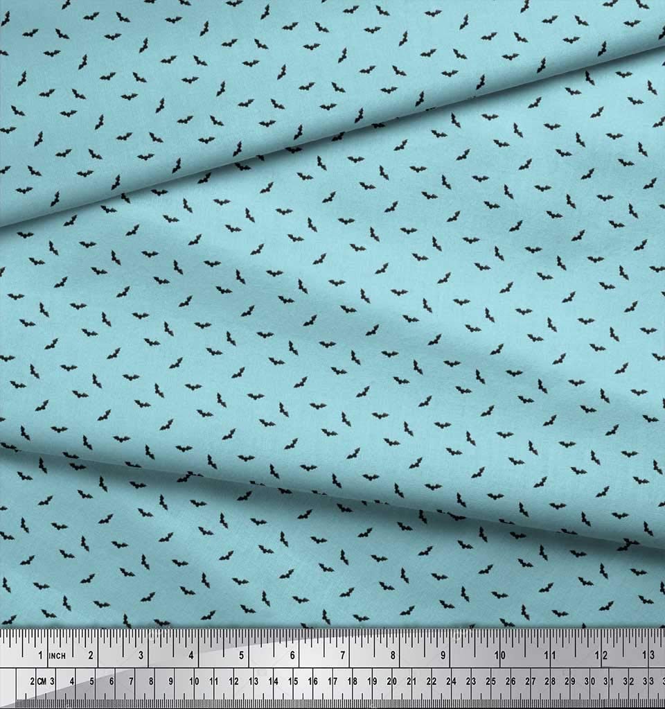 Soimoi Blue Viscose Chiffon Fabric with Bat Bird Print - 42 Inch Wide by The Yard - Lightweight Flowy Material for Dresses, Blouses & DIY Crafts - Whimsical Printed Shirting Fabric for Sewing Projects