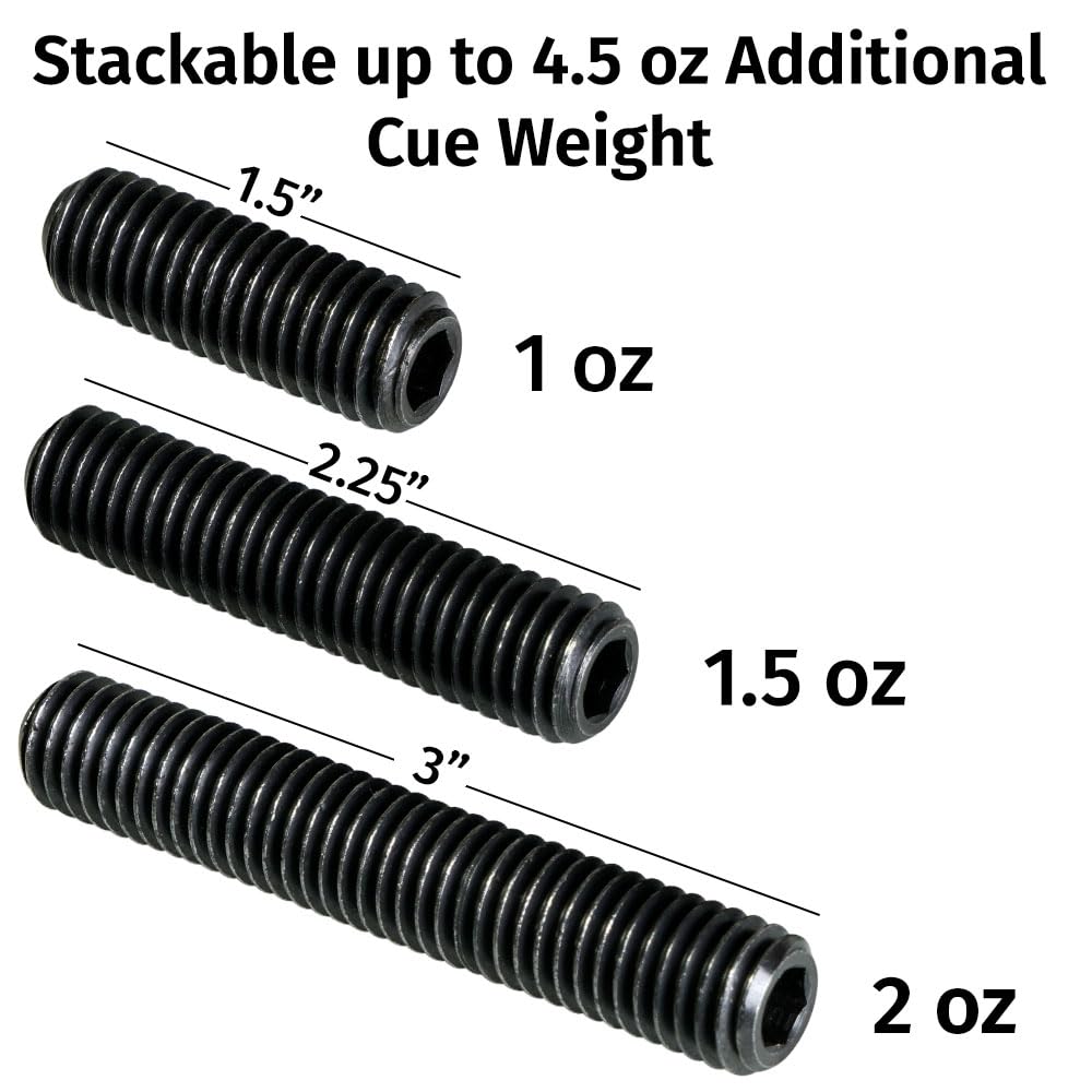 Viking Valhalla Pool Cue Weight Bolts 3 Pack - 1 oz, 1.5 oz & 2 oz Adjustable Weight Set for Pool Cue Sticks | Premium Billiard Accessories for Improved Balance & Control | Perfect for Professional Players & Home Game Rooms