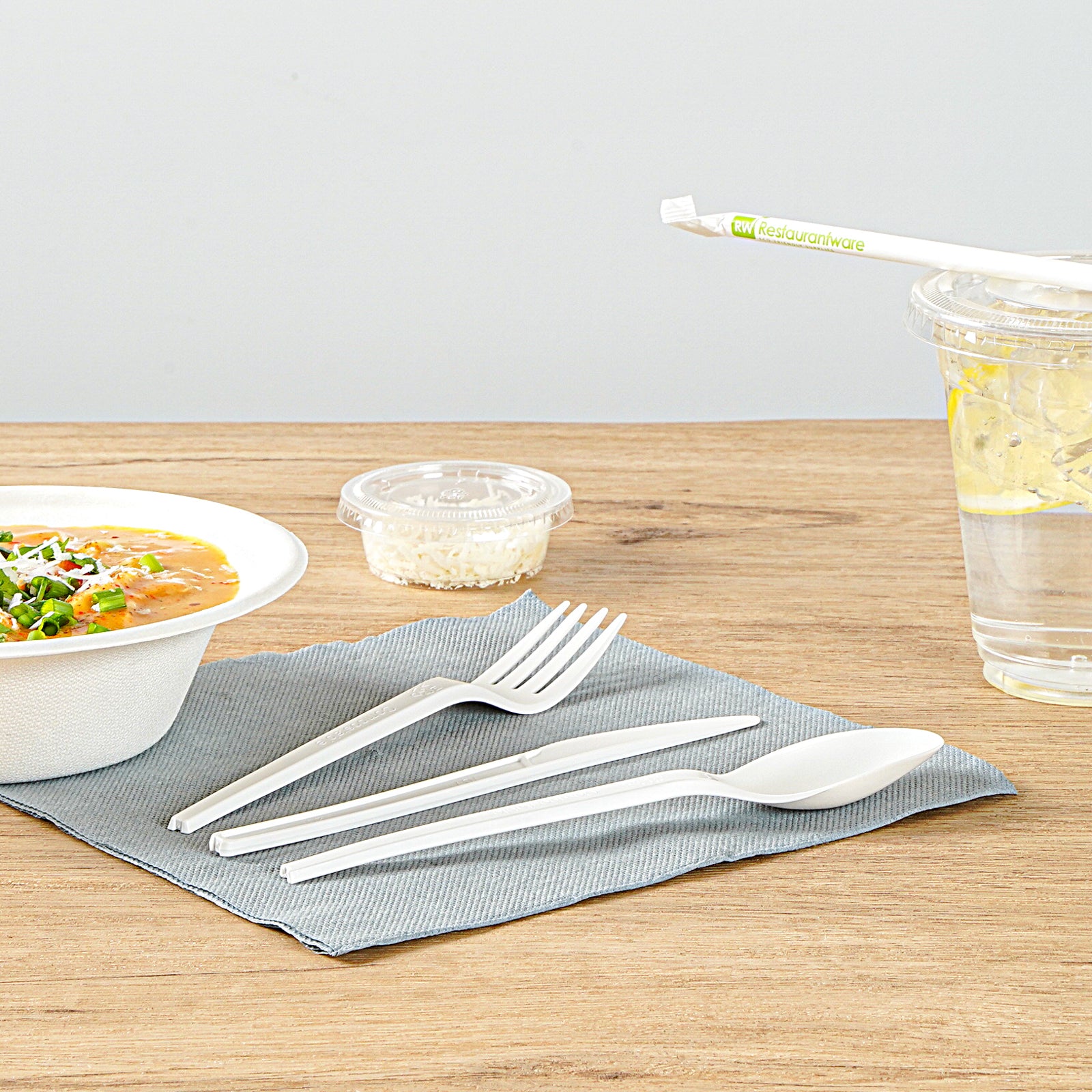 Eco-Friendly White CPLA Plastic Cutlery Set - 290 Count, Heat Resistant & Compostable Cutlery (6.5 Inches) for Parties, Picnics & Catering Events | Sustainable Disposable Utensils