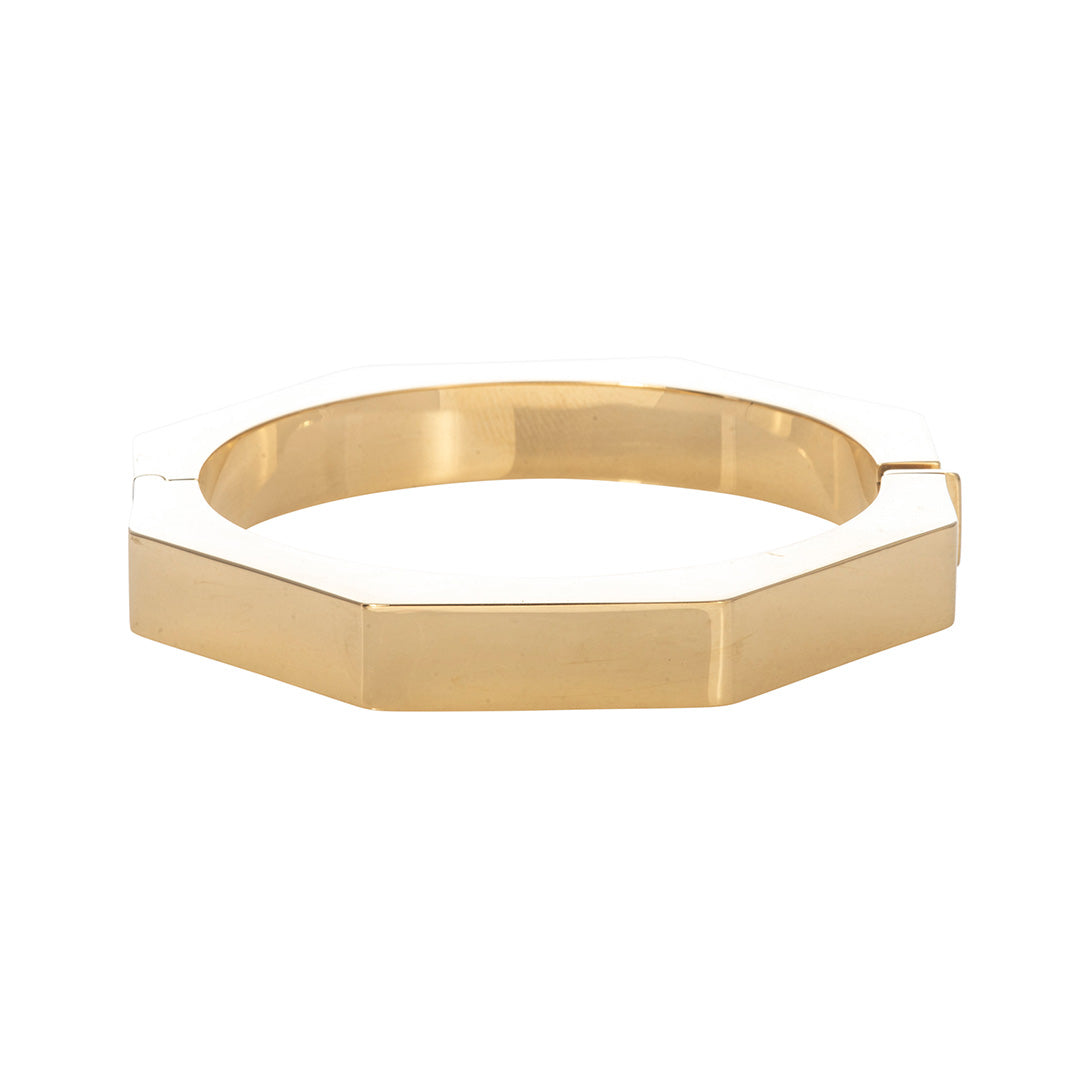14K Yellow Gold Italian 10mm Octagonal Bangle Bracelet for Women - Elegant Stackable Jewelry for Parties, Weddings & Everyday Wear