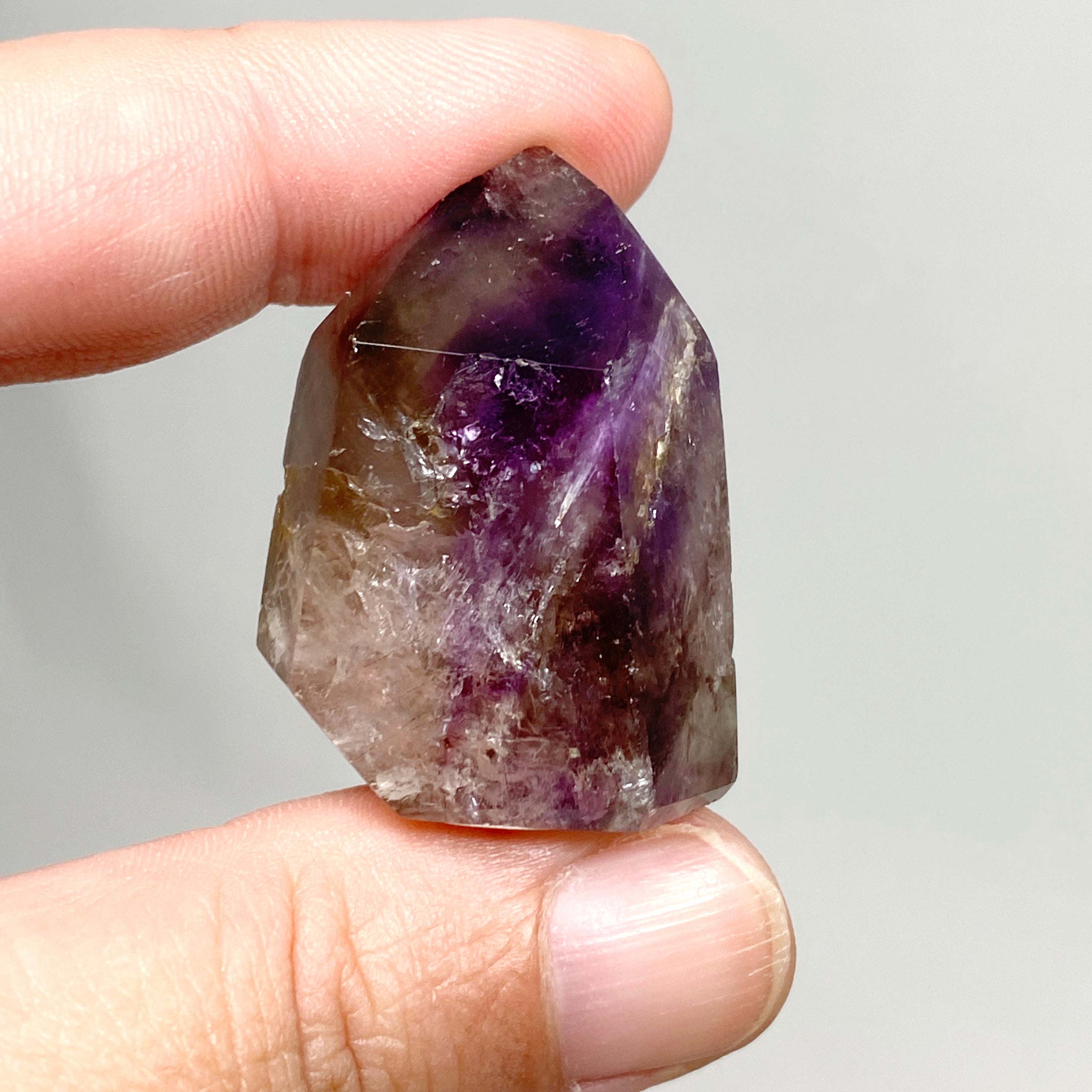 Natural Smokey Amethyst & Clear Quartz Crystal Point - Healing Stone for Meditation, Energy Work & Home Decor (CR3439)