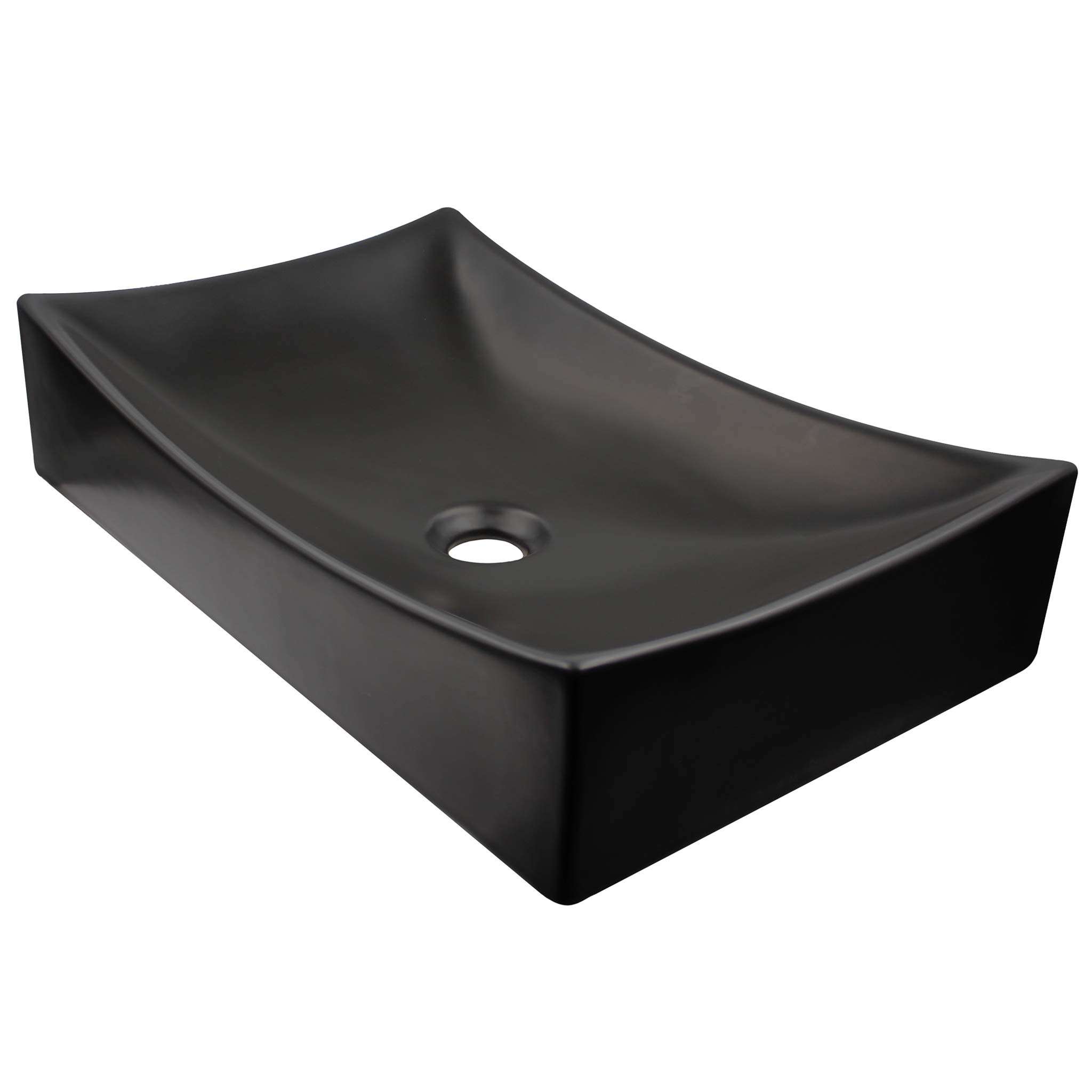 Novatto (NOVB0) Modern Matte Black Porcelain Vessel Sink Set with Matte Black Drain & Sealer (NP-01141MBMB) - Bathroom Vanity Sink for Contemporary Home, Hotel, or Restaurant Decor