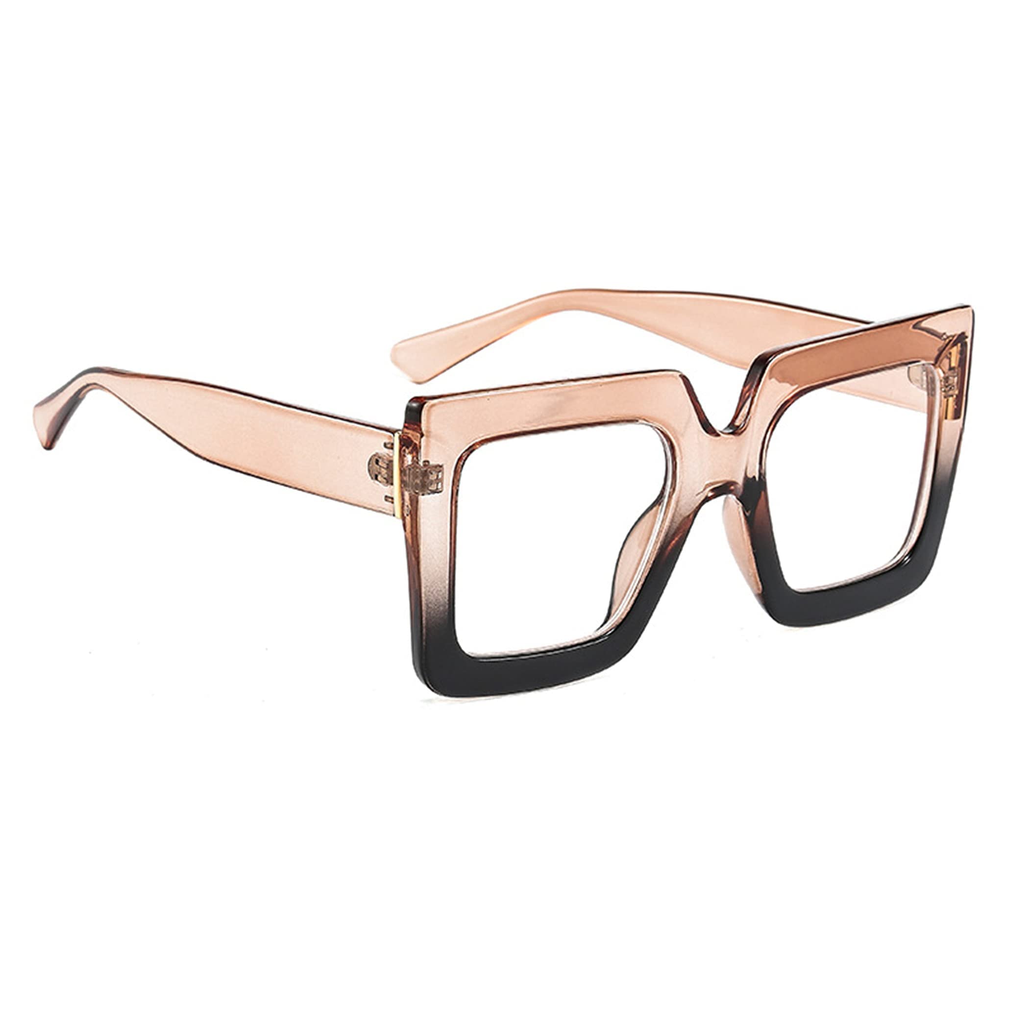 Bullabulling Oversized Square Blue Light Blocking Glasses - Anti-Eye Strain Reading Glasses for Women & Men, Fashionable Gradient Cat Eye Frames for Work, Gaming & Screen Time