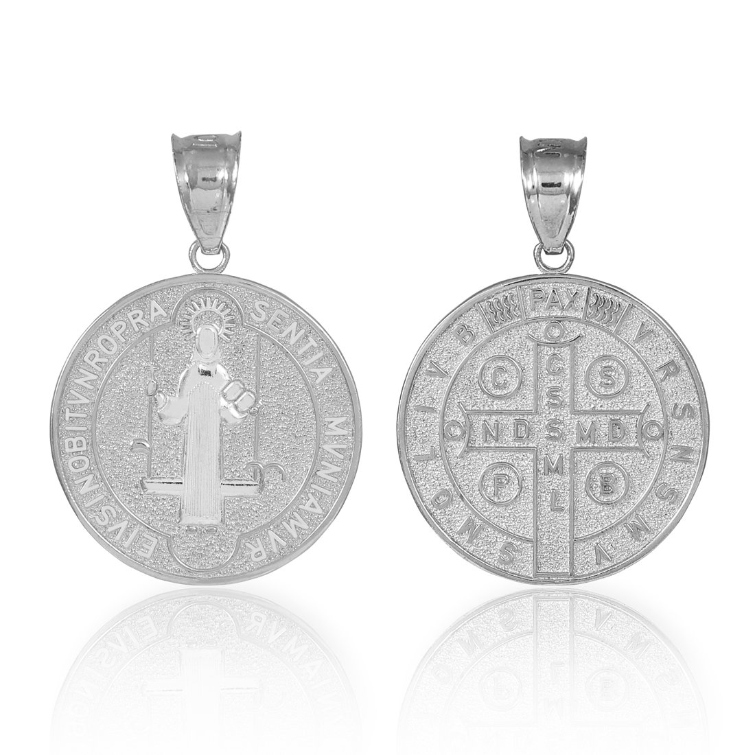 925 Sterling Silver Saint Benedict Medal Protection Pendant Necklace - 0.60 Inch Diameter - Religious Jewelry for Men & Women - Perfect for Daily Wear, Gifts & Spiritual Protection