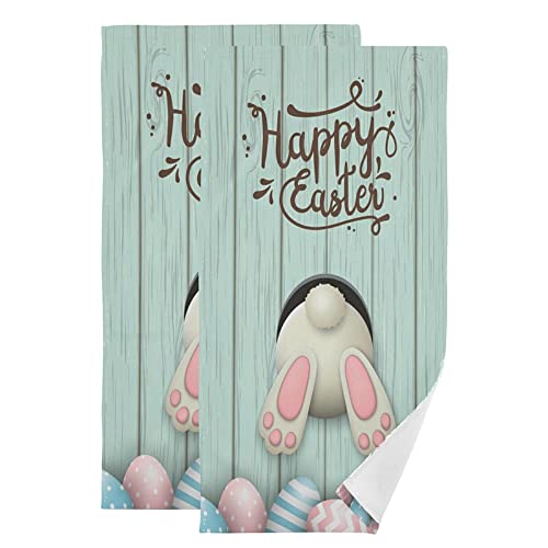 Premium Soft Hand Towels 2-Pack - Funny Easter Bunny Rabbit Eggs Design for Bathroom, Kitchen & Beach - Absorbent & Quick-Drying Towels for Home, Travel & Gifts