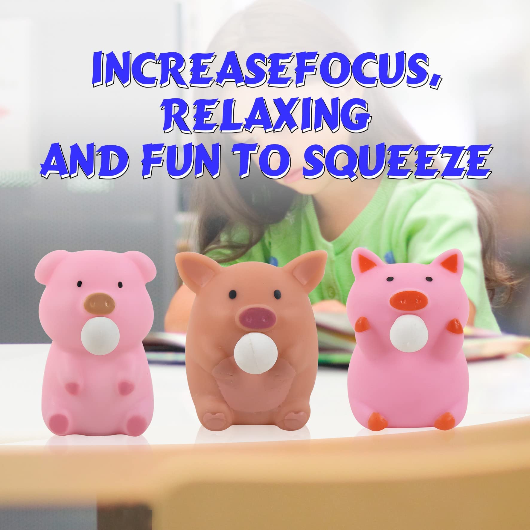 **3 Pack Cute Pig Squishy Fidget Toys for Kids & Adults - Stress Relief for Autism, ADHD, Anxiety - Non-Toxic Sensory Toys for Relaxation & Focus - Perfect for Home, Office, and Classroom Use**