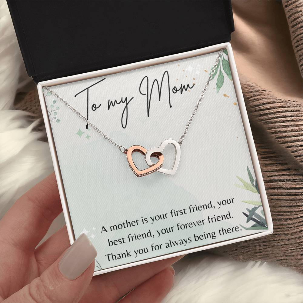 Interlocking Hearts Necklace for Mom - Elegant Christmas & Birthday Gift for Mother - Perfect for Anniversaries, Valentine's Day & Special Occasions