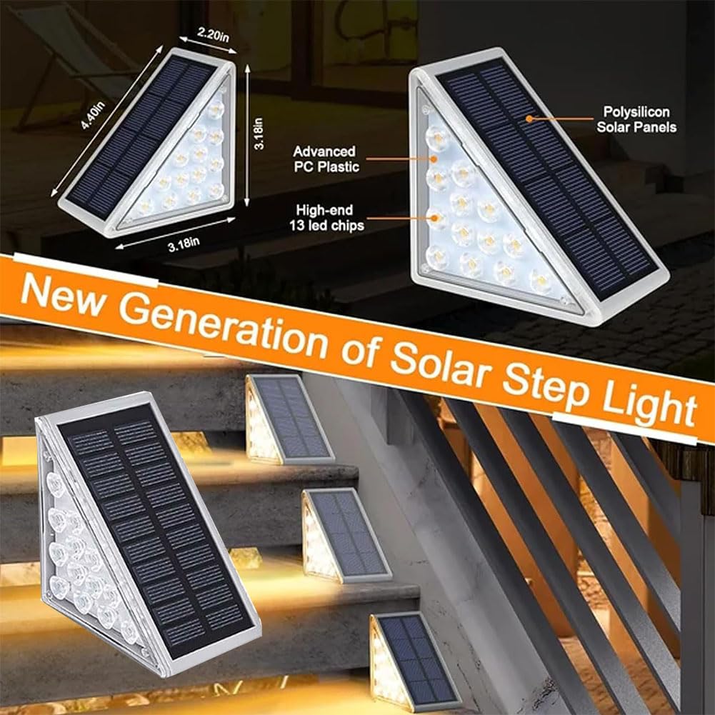 Solar Step Lights - 6pcs Waterproof LED for Outdoor Stairs & Pathways