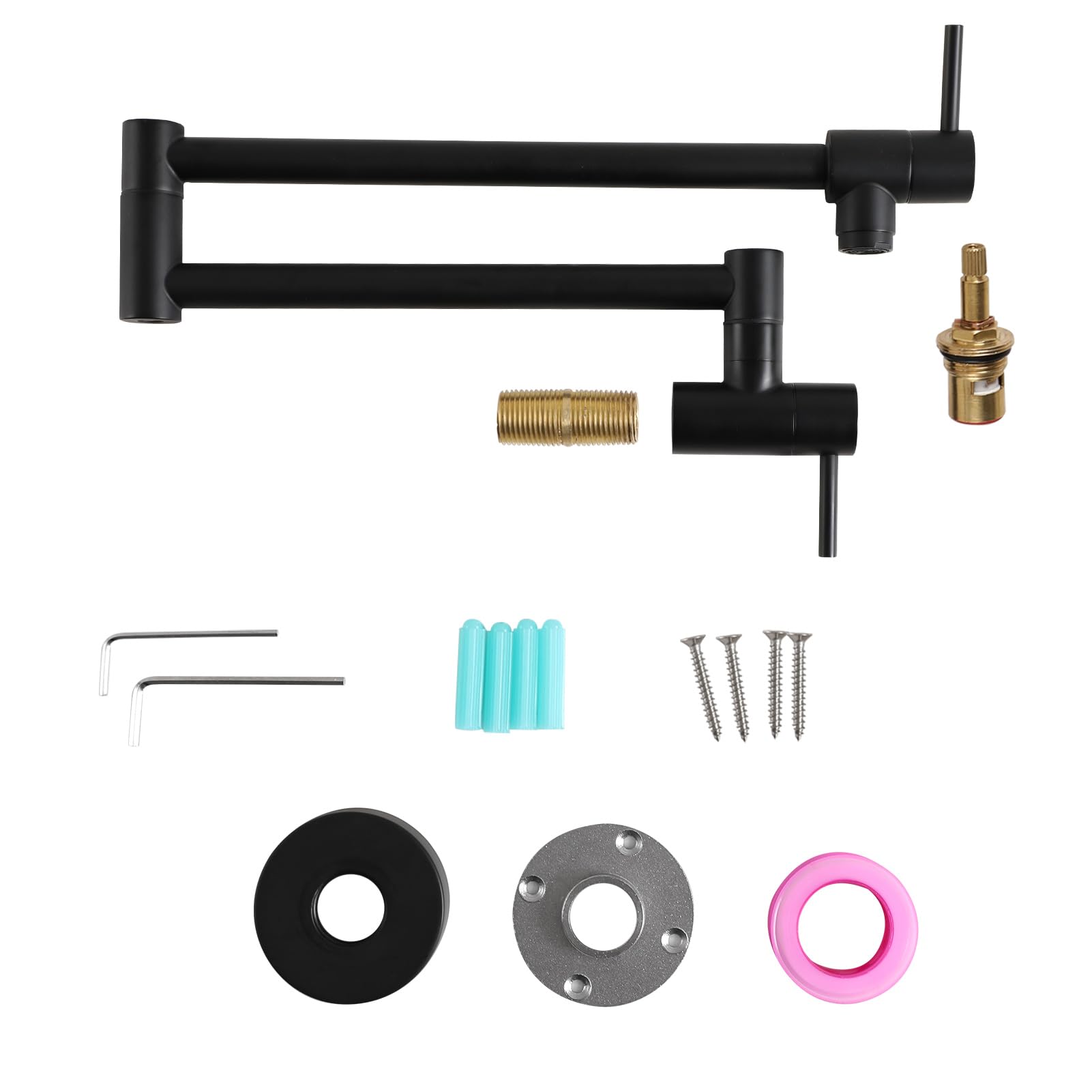 Stainless Steel Wall Mounted Pot Filler Faucet - Matte Black Folding Single Hole Two Handle Kitchen Sink Faucet for Stove & Cooking Area | Perfect for Home Chefs & Professional Kitchens
