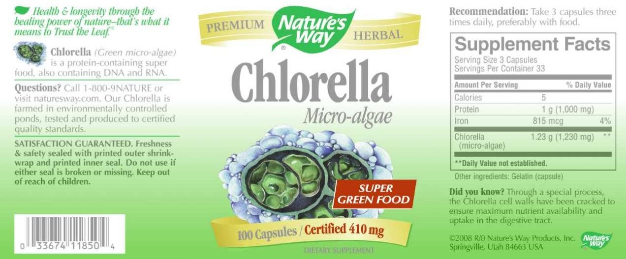 NATURE'S WAY Organic Chlorella Superfood Powder - 0.15 lb (68g) - Detox & Immune Support - Perfect for Smoothies, Juices & Wellness Shots