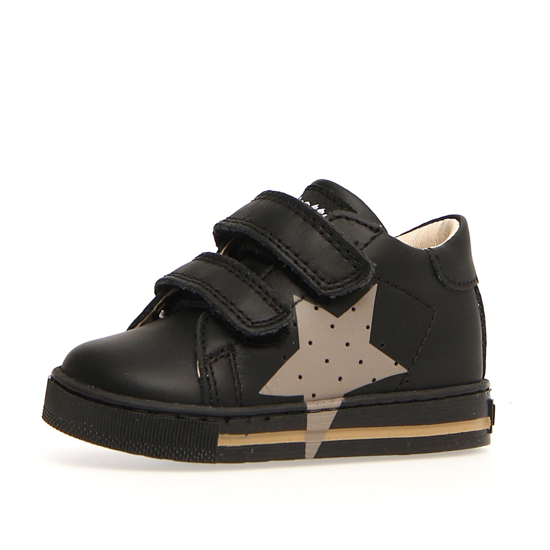 Falcotto Venus VI Star Sneakers for Boys & Girls - Black & Taupe | Comfortable Kids Shoes for School, Play & Everyday Wear