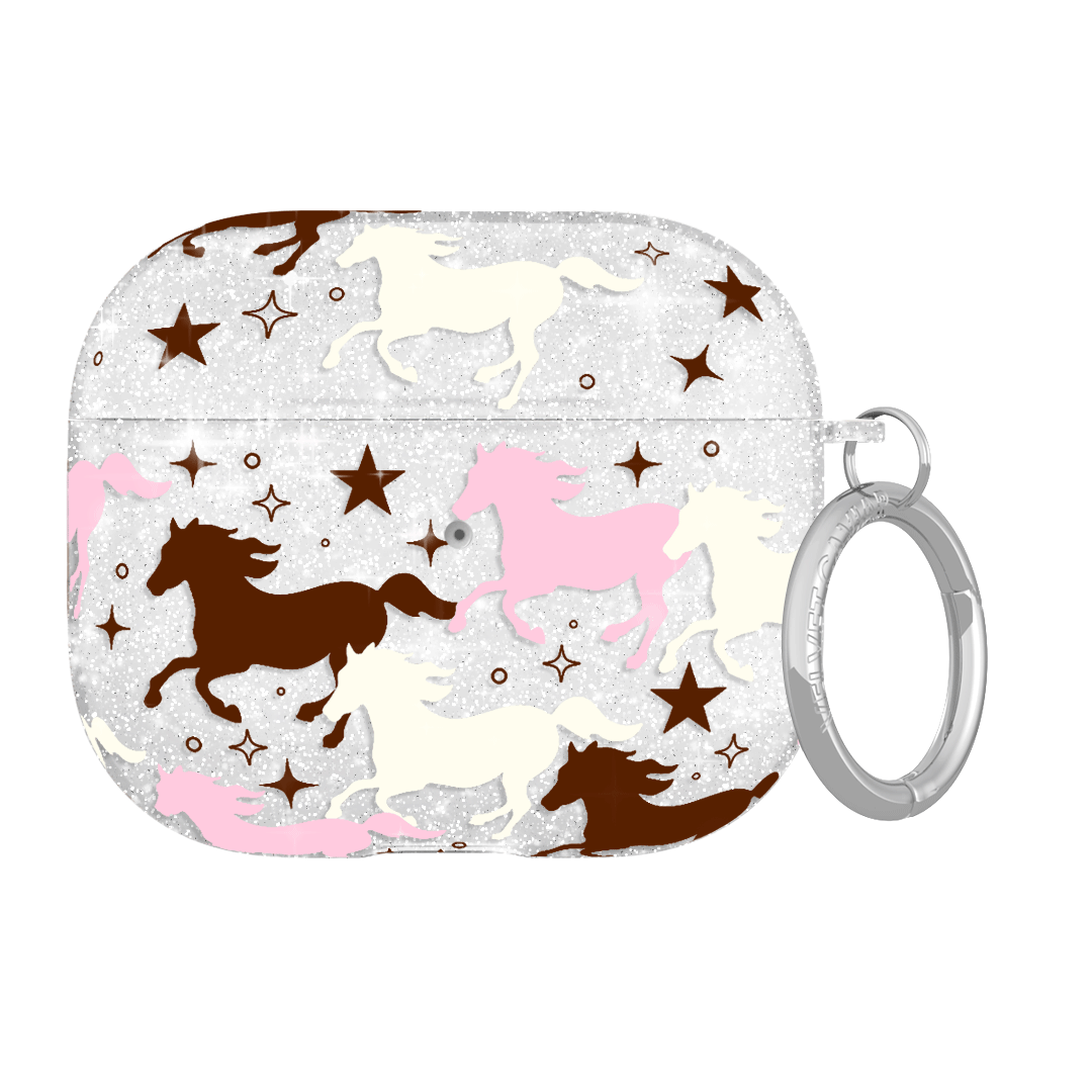 Pink Pony Glitter AirPods Case - Cute Sparkling Protective Cover for Apple AirPods 1/2/3 & Pro - Perfect for Girls, Teens, Gift Giving & Everyday Use