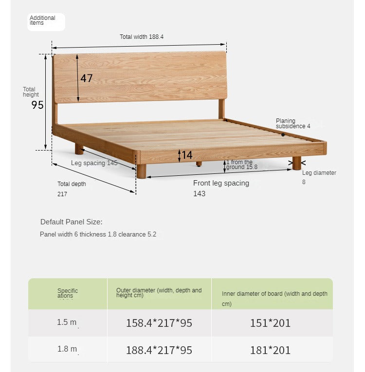Solid Oak Wood Modern Floating Bed Frame - Queen Size, Sturdy Platform Bed with LED Lights for Bedroom, Living Room, Guest Room