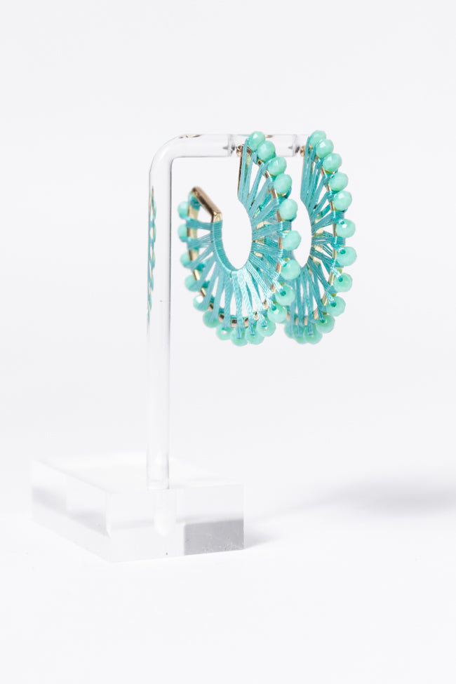 Green Thread Wrapped Hoop Earrings for Women - Boho Chic Dangle Hoops - Lightweight Gold Plated Jewelry - Perfect for Parties, Weddings & Everyday Wear