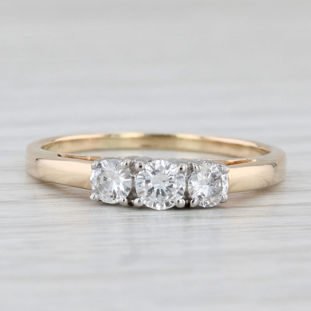 0.50ctw Diamond Three Stone Engagement Ring - 14k Yellow Gold - Size 8 - Perfect for Proposals, Anniversaries & Special Occasions